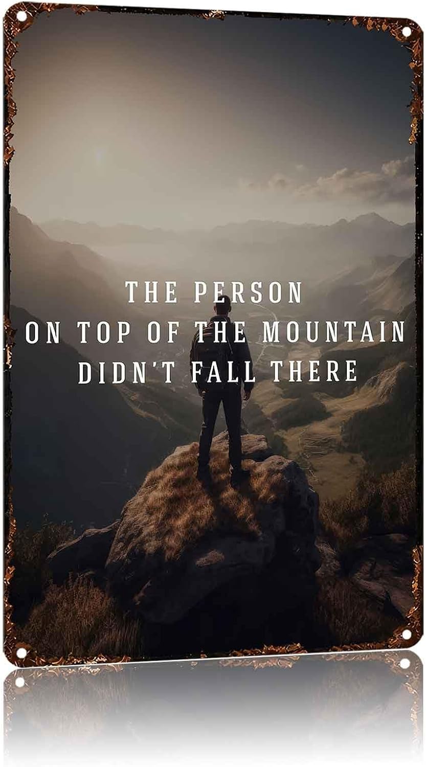 The Person On Top Of The Mountain Motivational Metal Sign 8 x 12 Inch
