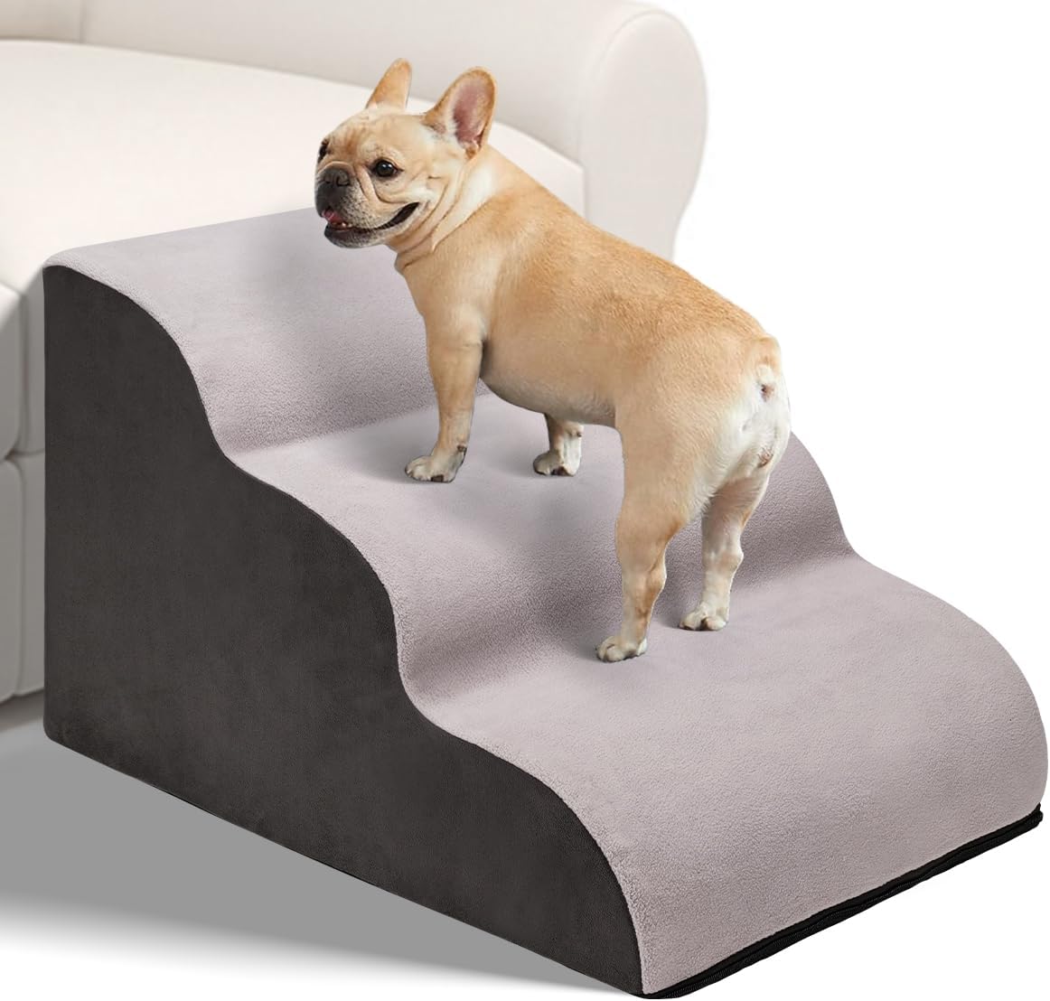Beerlove Dog Stairs for Small Dogs, 3Steps Foam Dog Steps