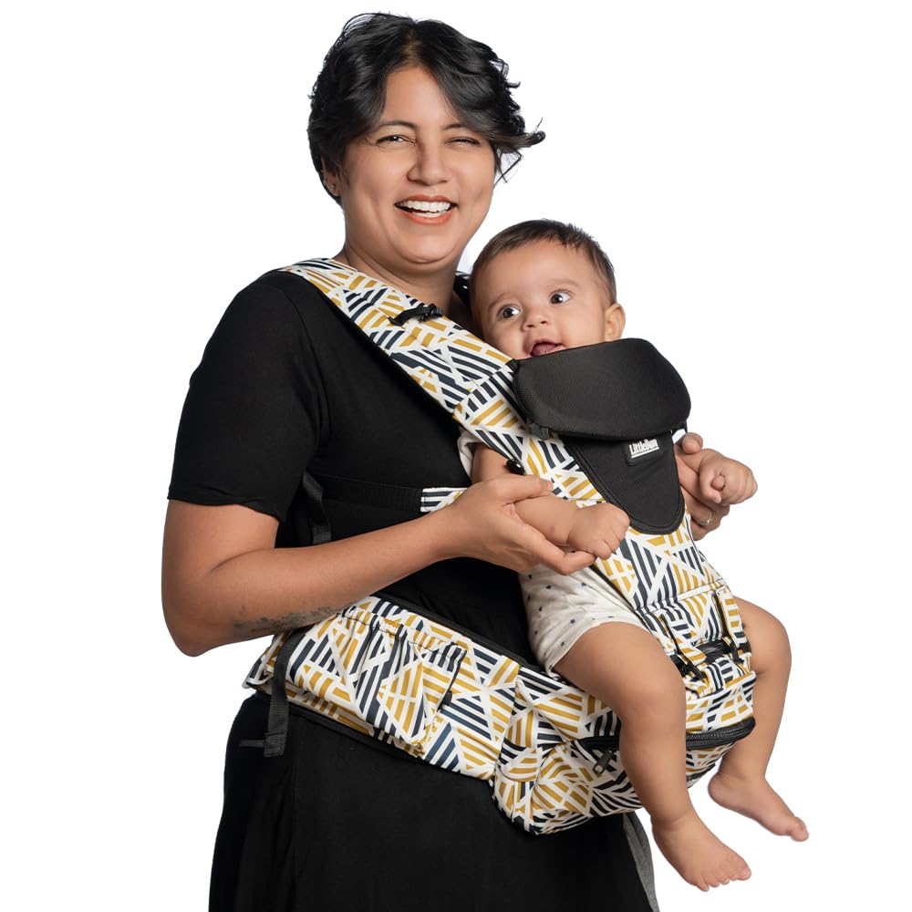 Yellow Pyramid Detachable Hip Seat Baby Carrier | Adjustable, It Supports Up To 20 Kg | Front And Back Carrying, This Versatile Carrier Is Ideal For Hiking And Everyday Use., Toddler