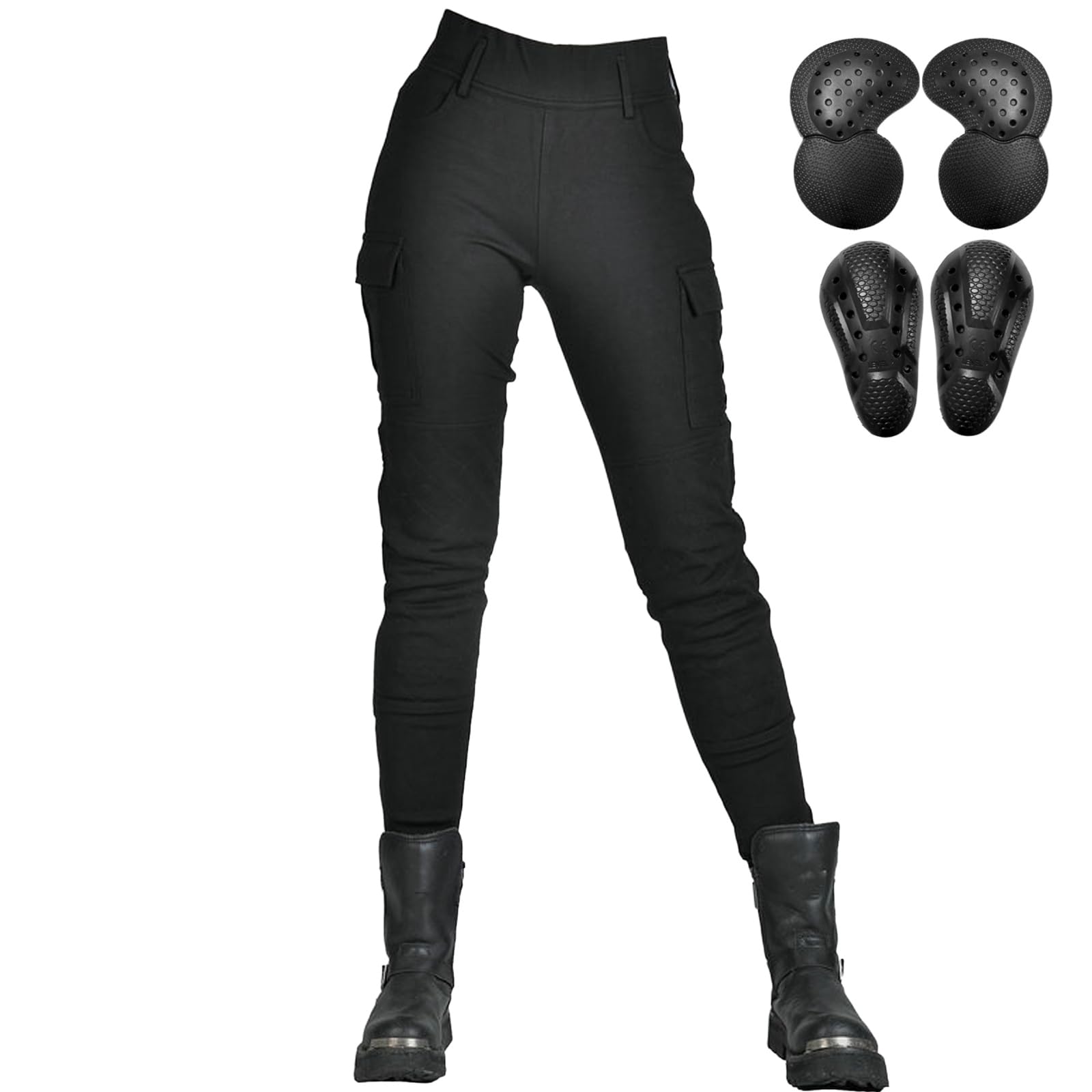 Damen Motorrad Leggings Aramidfaser Stretch Abriebfest mit Herausnehmbaren Protektoren Touren Motocross Racing Biker Schutz