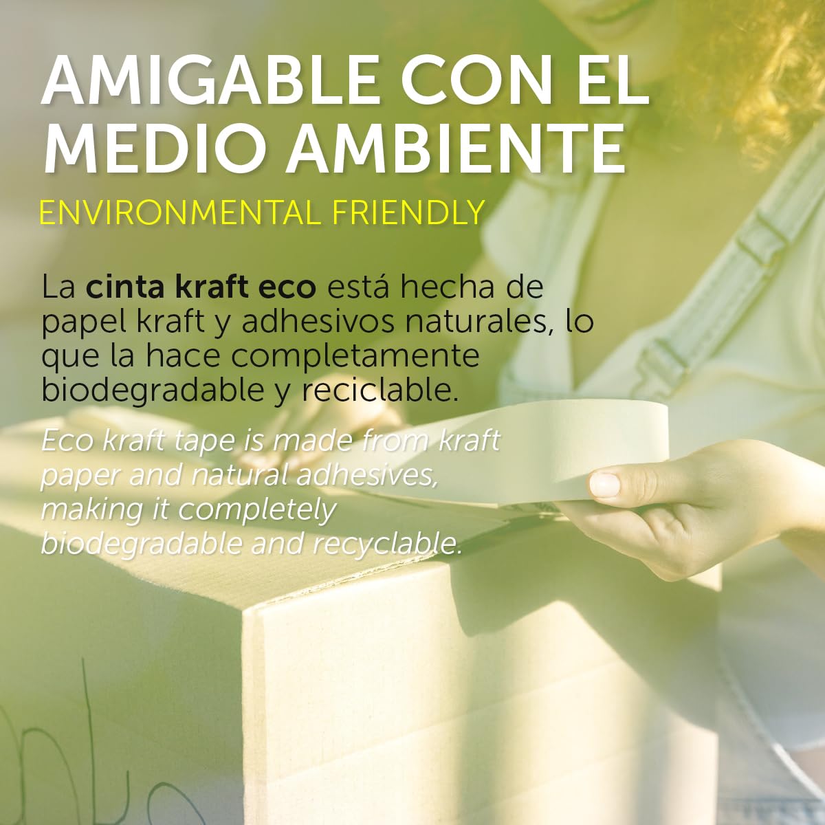 m-office Cinta Adhesiva Papel Kraft, Cinta de Embalar Adhesiva para Embalaje de Cajas, Envíos, Mudanzas y Manualidades, Cinta de Papel Embalaje, Cinta Marrón Papel Kraft (1 ud, 50mmx50m)
