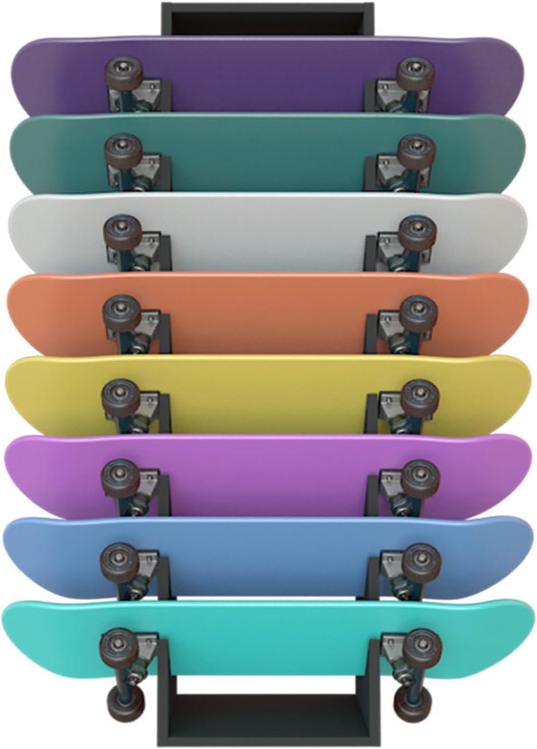 Snowboard Longboard Surfing Board Rack 8-Layer Display Storage for Homes Garages Clubs Skate Shops - Wooden Floor-Standing Skateboard Rack Black-120X33X32CM