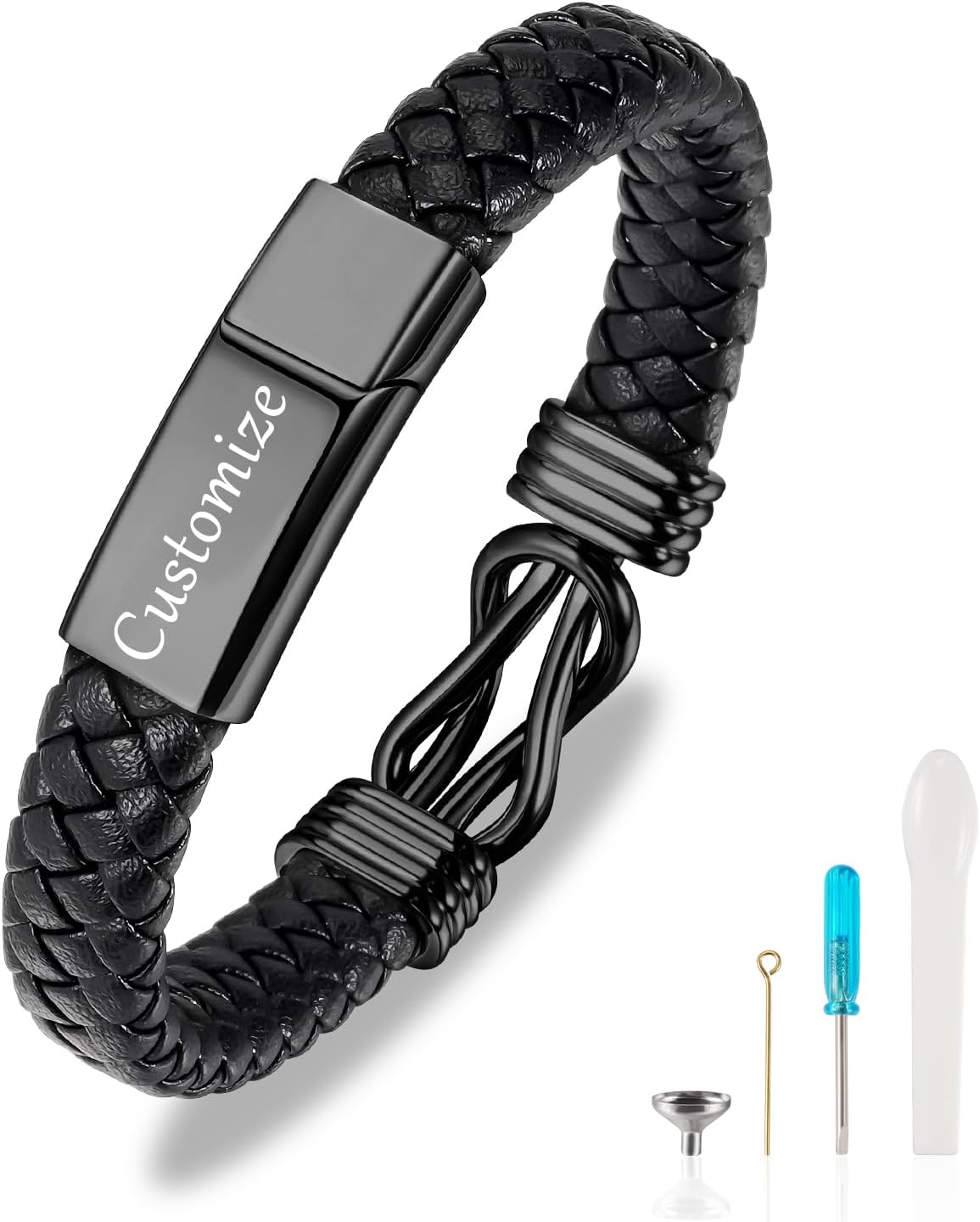 Infinite Black Urn Bracelet for Ashes for Men Women