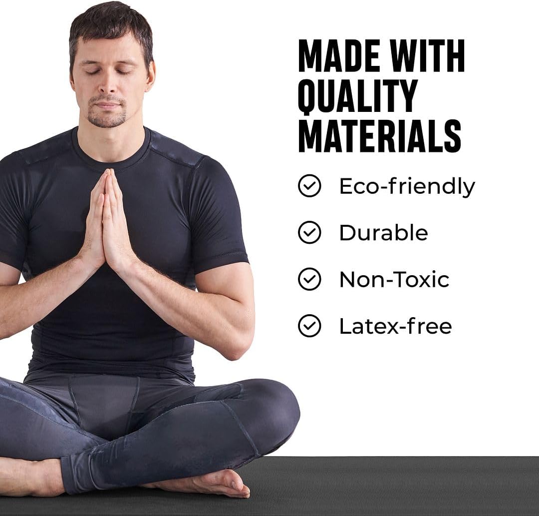 Hemingweigh Extra Thick Yoga Mat for Men, Long Exercise Mats for Men for Home Workouts and Stretching, Indoor and Outdoor Use