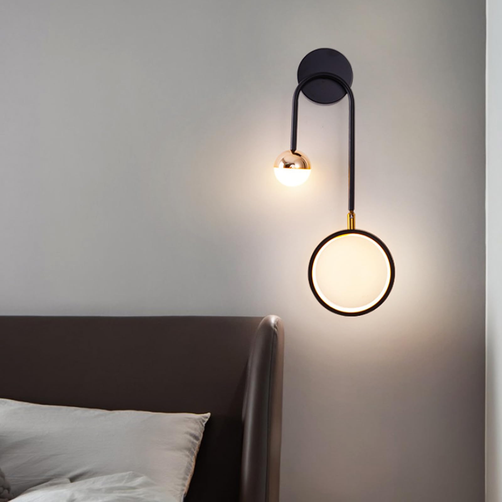 SXSCARKX LED Modern Bedside Wall Lamp Nordic Minimalist Light 3000K/4000K/6000K Art Round Creative Background Living Room Corridor Villa Terrace