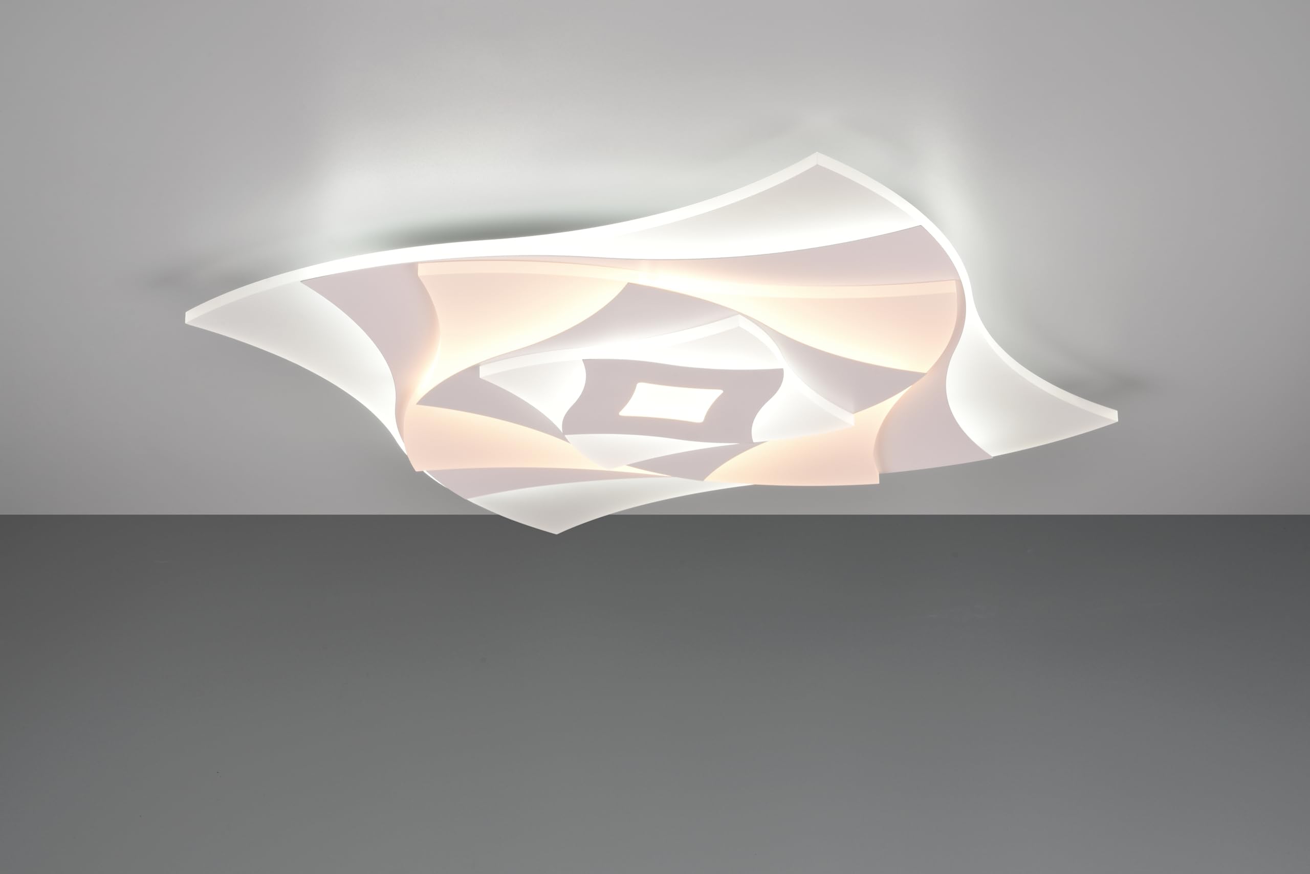 Trio Leuchten LED Deckenleuchte Akita 647110131, Metall Weiß matt, Acryl, inkl. 56 Watt LED, Fernbedienung, Dimmbar, Farbwechsel |
