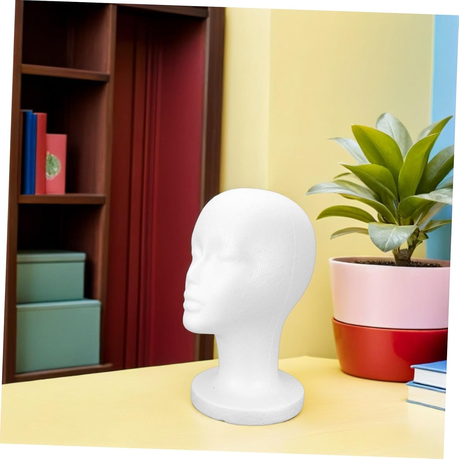 2pcs Foam Mannequin Head Display Stand for Wigs and Hats, Lightweight White Realistic Head Shape for Sunglasses and Glasses Decoration or Shop Use