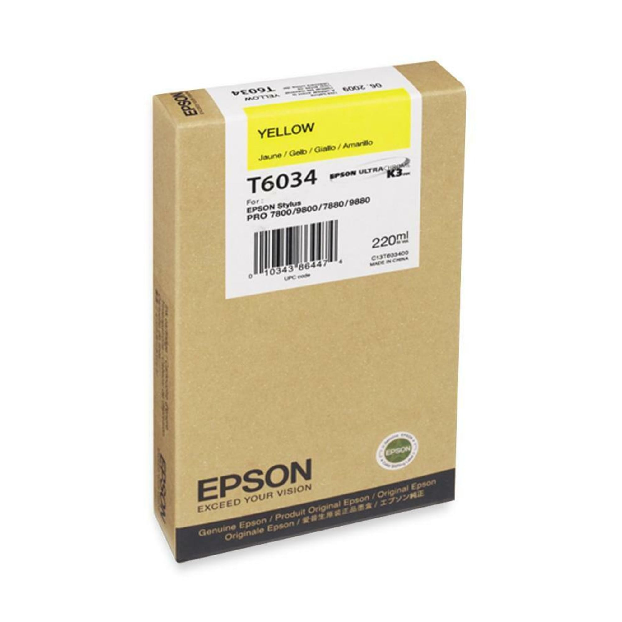 Epson Yellow C13t603400/T6034 Ink Cartridge 220Ml For Stylus Pro