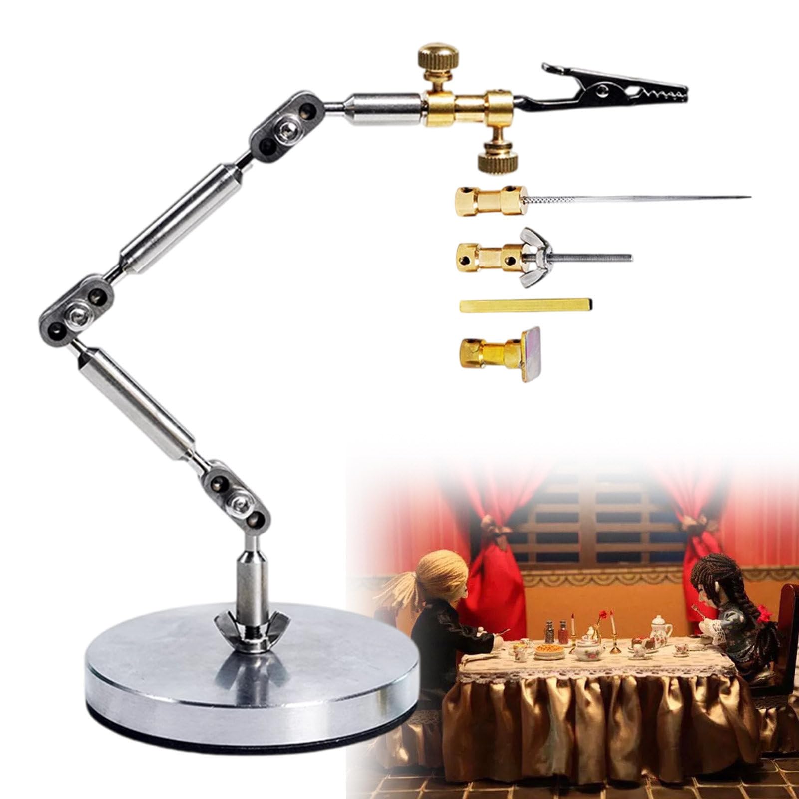 Strumento di sartiame in acciaio inossidabile per burattini, carico utile massimo 180 g, lunghezza del braccio 25 cm, migliora il movimento delle marionette, ideale per animazioni di personaggi