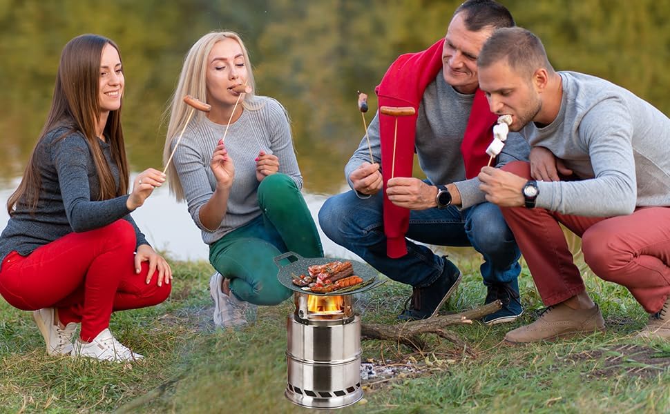 Miniatura 7 de Estufa portátil de carbón para acampar, parrilla de fuego para patio trasero, bandeja de alcohol para acampar al aire libre, senderismo, picnic,