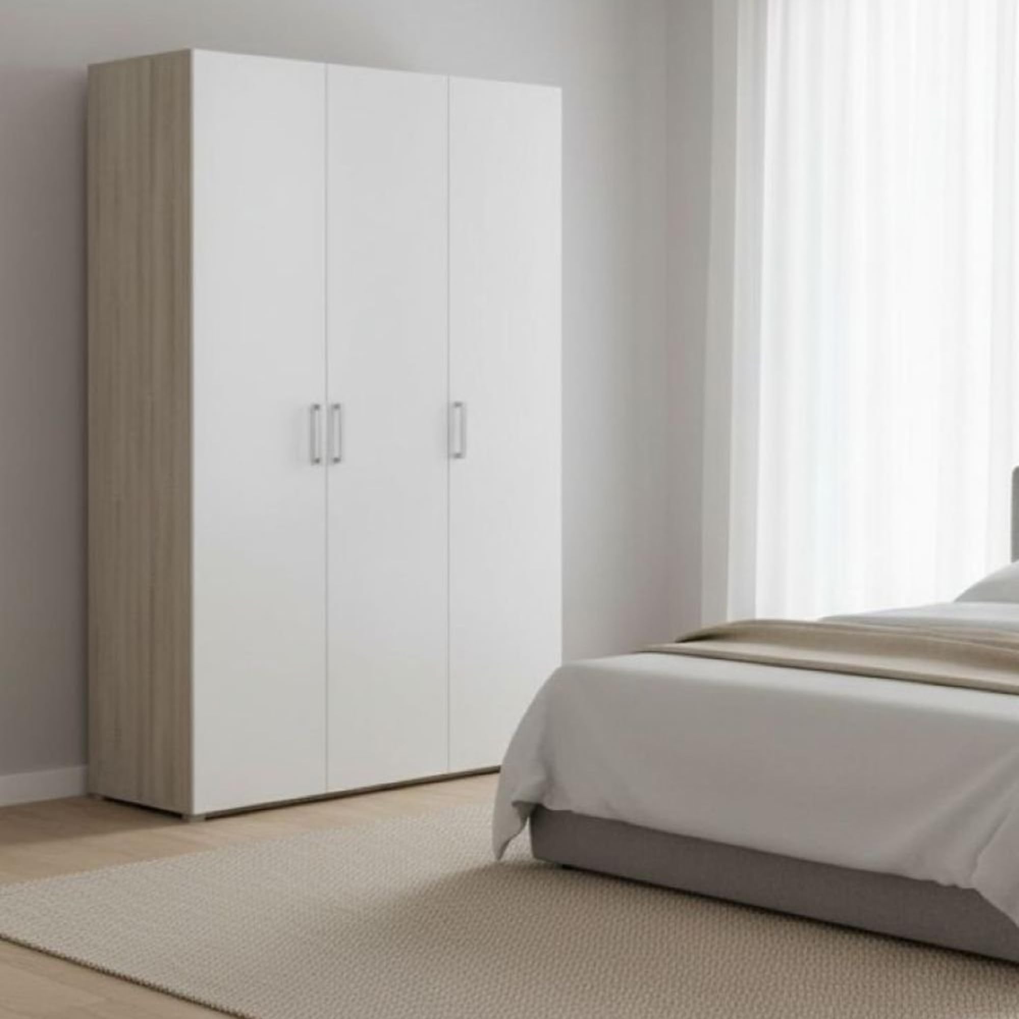 Dmora - Guardaroba grande Rhone, Mobile camera da letto, Cabina armadio portabiti, Armadio appendiabiti, 119x51 h185 cm, Rovere e Bianco opaco