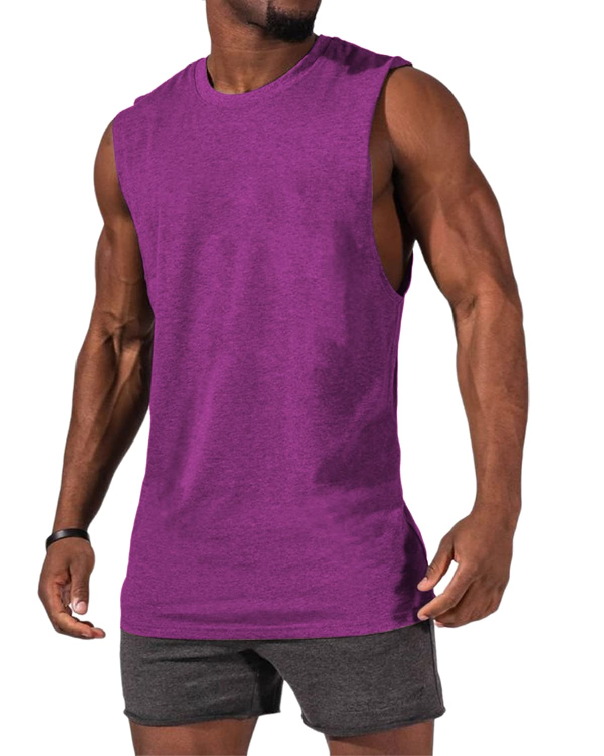 Camiseta sin mangas para hombre cuello redondo gimnasio deporte