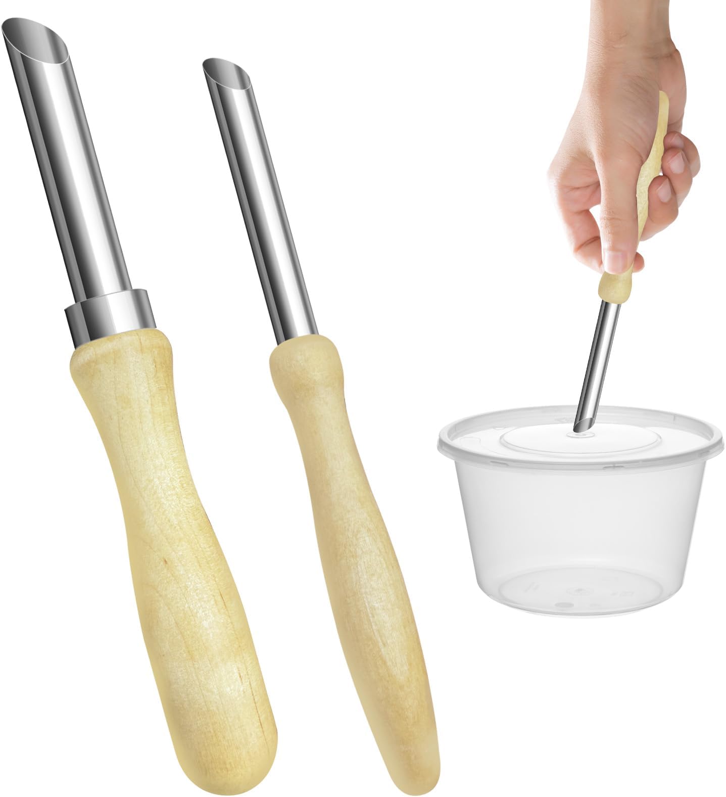 2Pcs Small Hole Punch for Plastic Lids Lemonade, Stainless Single Hole Punch Lemonade Stand Supplies, Lemonade Cups Plastic Lids Tools and Supplies, Lemonade Cup Lid Hole Puncher for Straw