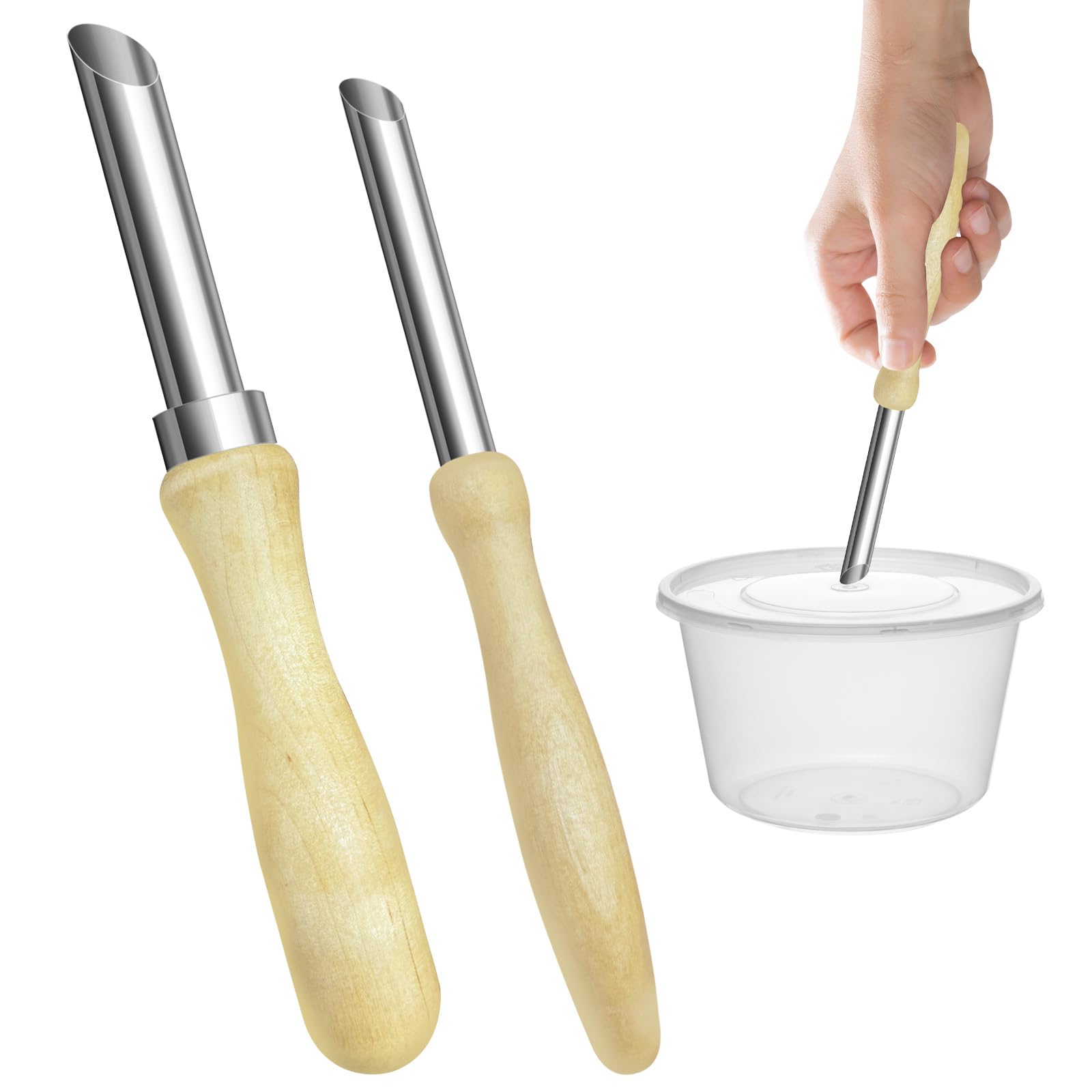 2Pcs Small Hole Punch for Plastic Lids Lemonade, Stainless Single Hole Punch Lemonade Stand Supplies, Lemonade Cups Plastic Lids Tools and Supplies, Lemonade Cup Lid Hole Puncher for Straw