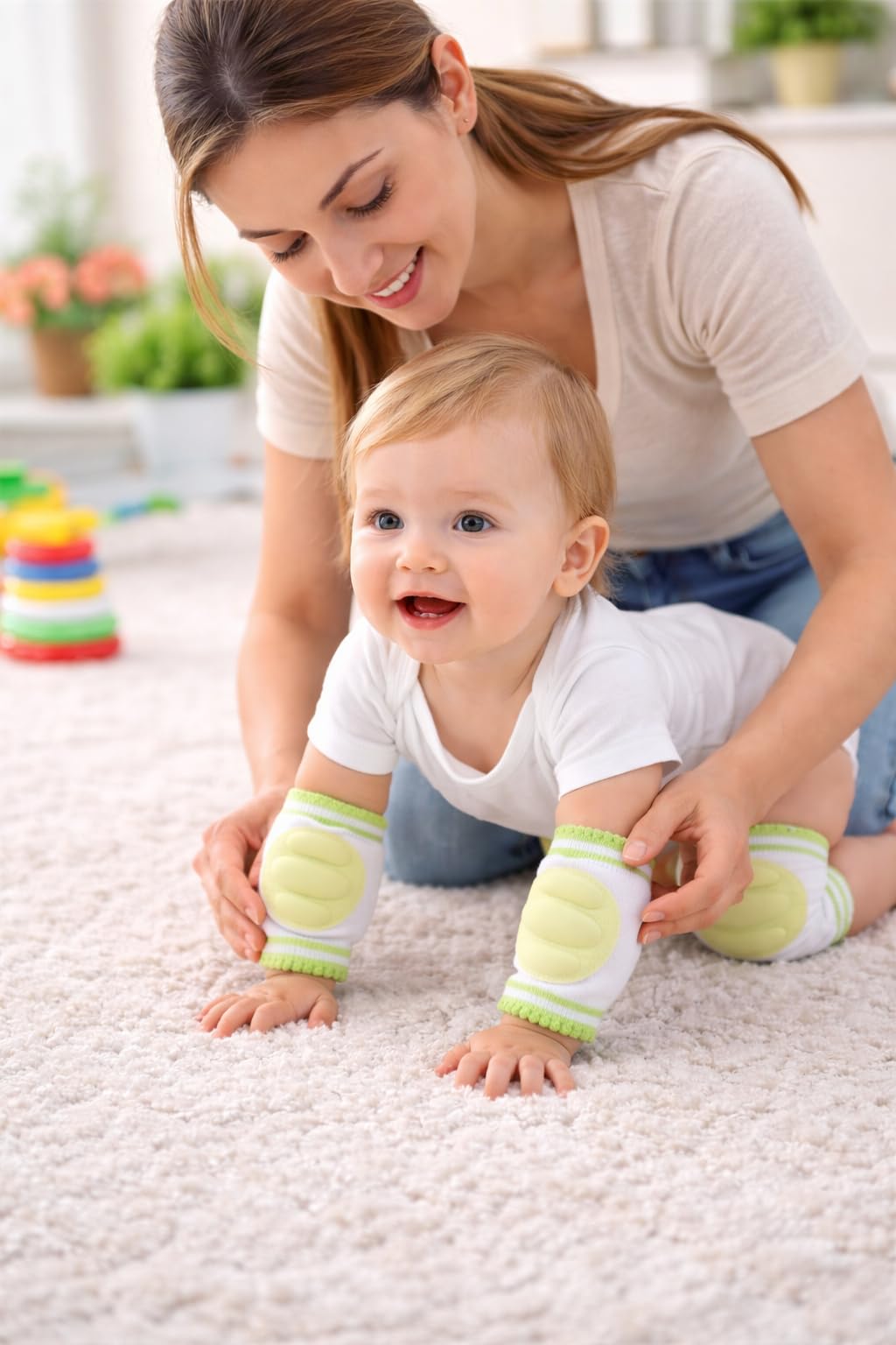 SHYAM INTERNATIONAL Baby Knee Protector Pads | Soft Cushioned Crawling Knee Guards | Washable & Breathable | Anti-Slip Knee Pads for Babies & Toddlers (1 Pair) 1
