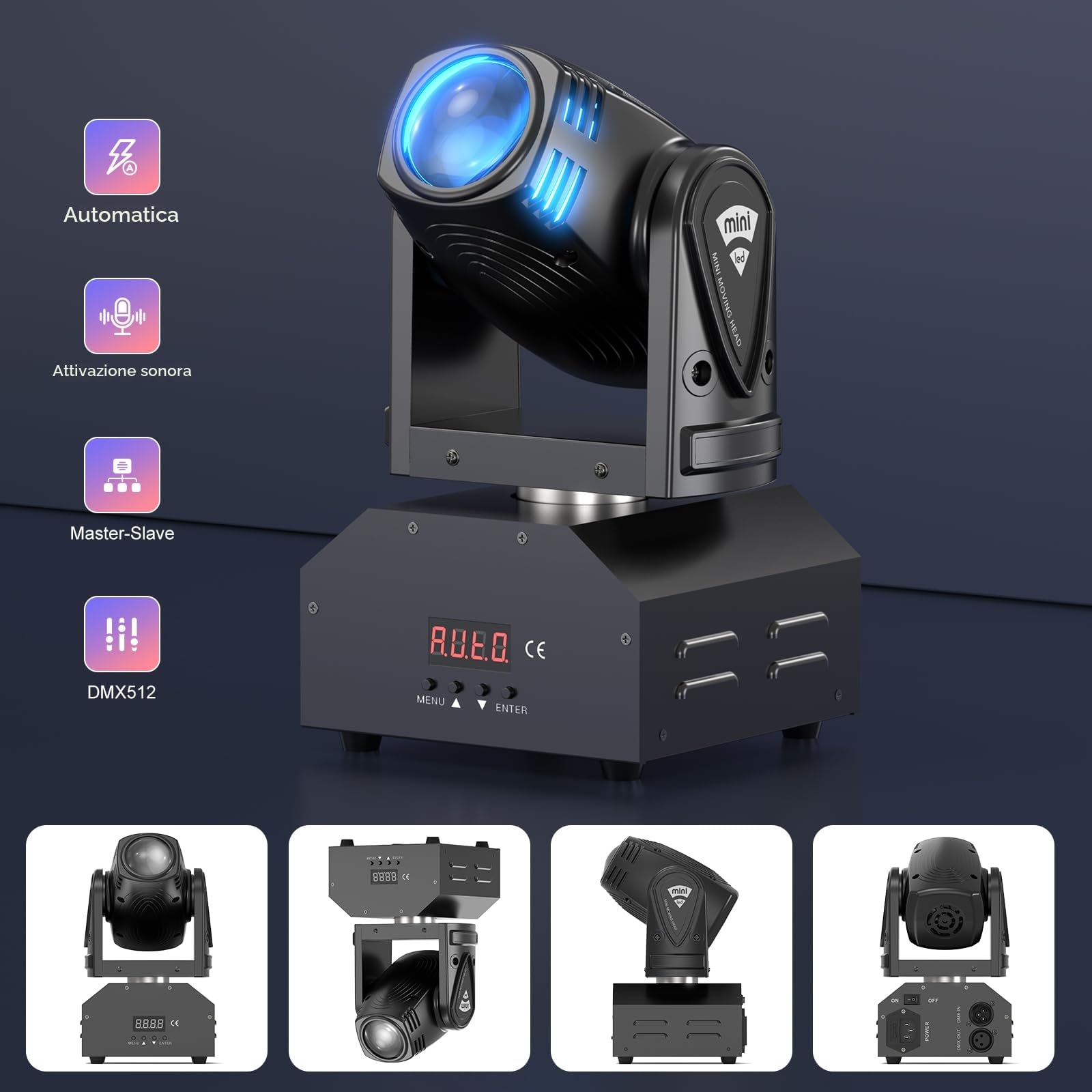 UKing Mini RGBW LED Beam Teste Mobili d-mx 11/13 CH Pinspot Luce Disco Luce Effetti Luce Controllati dalla Musica per DJ Disco Party Club Bar Palco