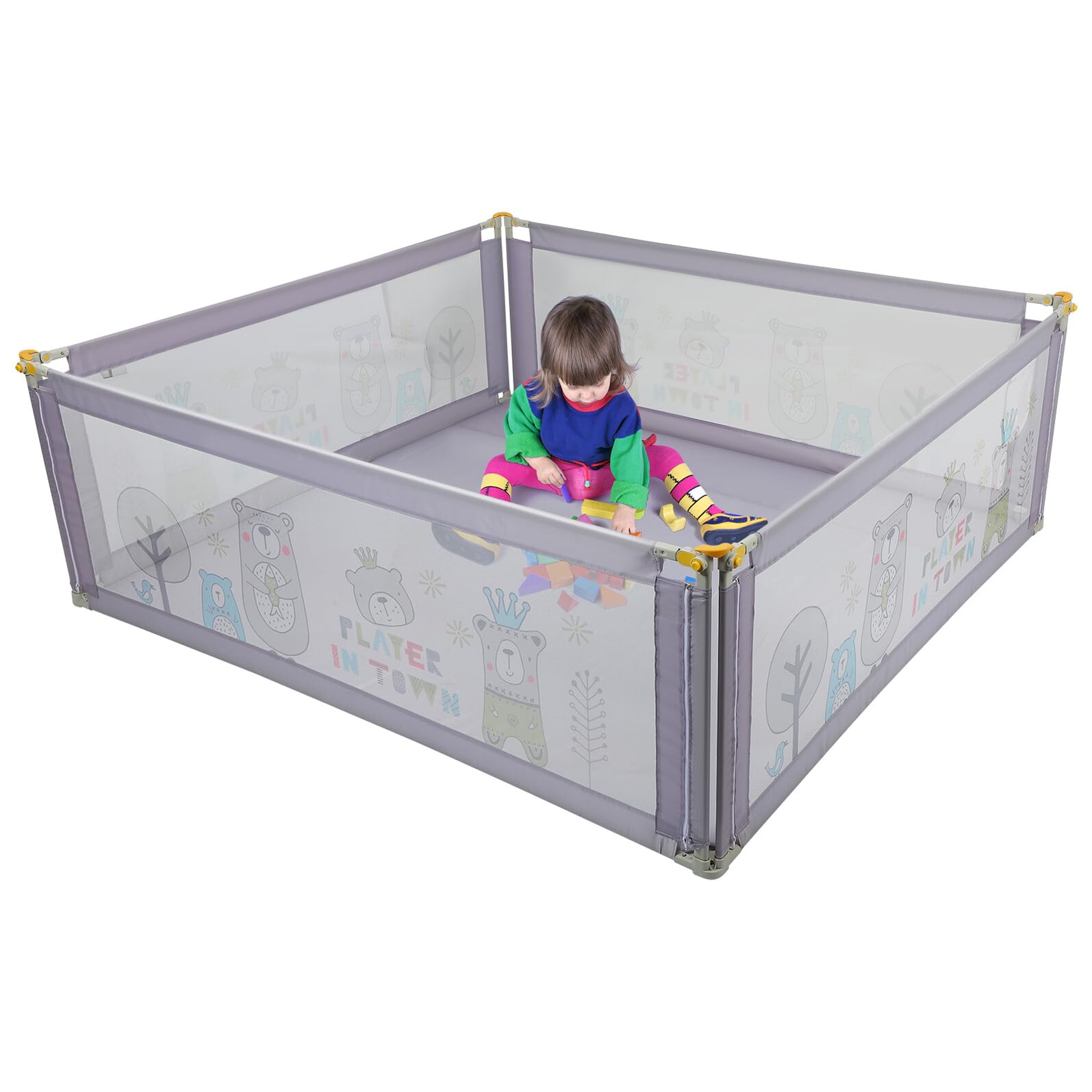 BESPORTBLE Extra Large Foldable Playpen with Breathable Mesh Sides Sturdy Steel Frame and Oxford Cloth for Safe Indoor Outdoor Play Area