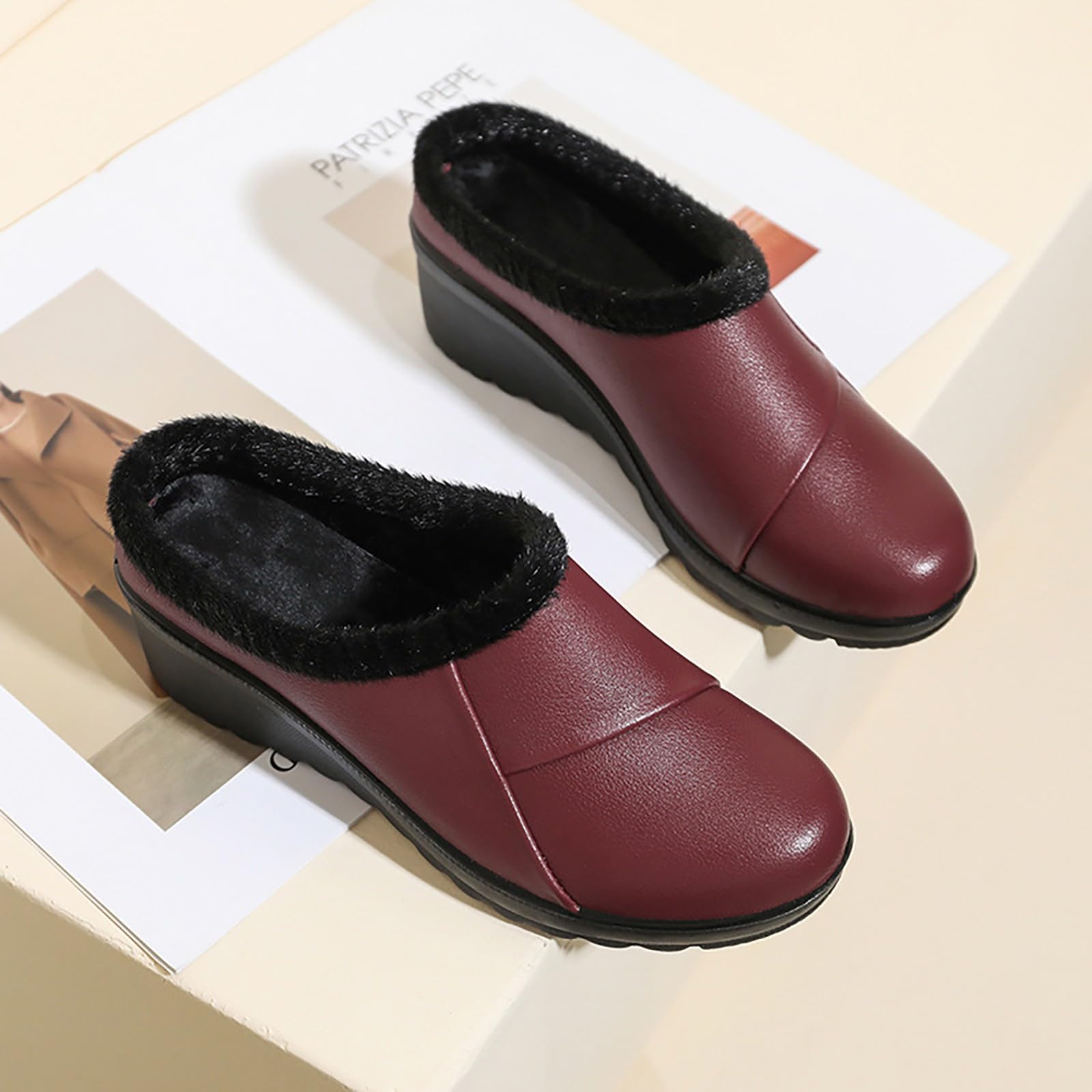 Scarpe invernali da donna, imbottite, ortopediche, comode, in pelle
