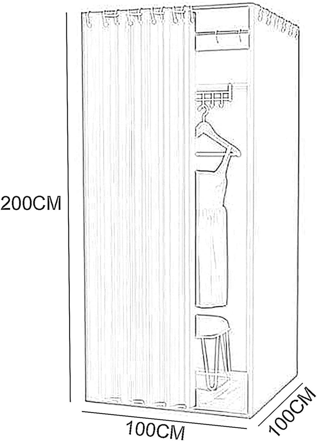 Mobile & Portable Temporary Privacy Screen Partition for Garment Store Dormitory Mobile Track Individual Changing Room with Curtain Kit 2 Sizes(100x100x200cm)