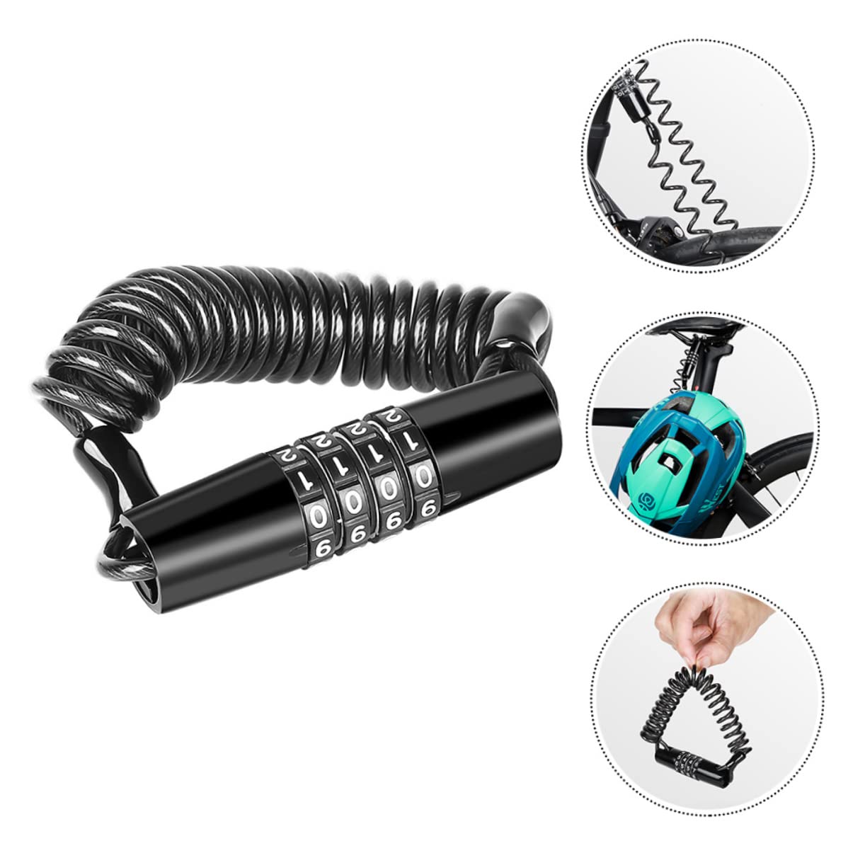 Abaodam Mini Bike Helmet Password Lock Telescopic Cable Lock for Outdoor Use 145cm Protective Coating Anti-Scratch