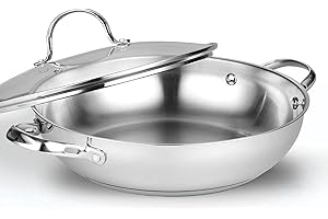 Cooks Everyday Classic Stainless Steel 12" Wok with Glass Lid