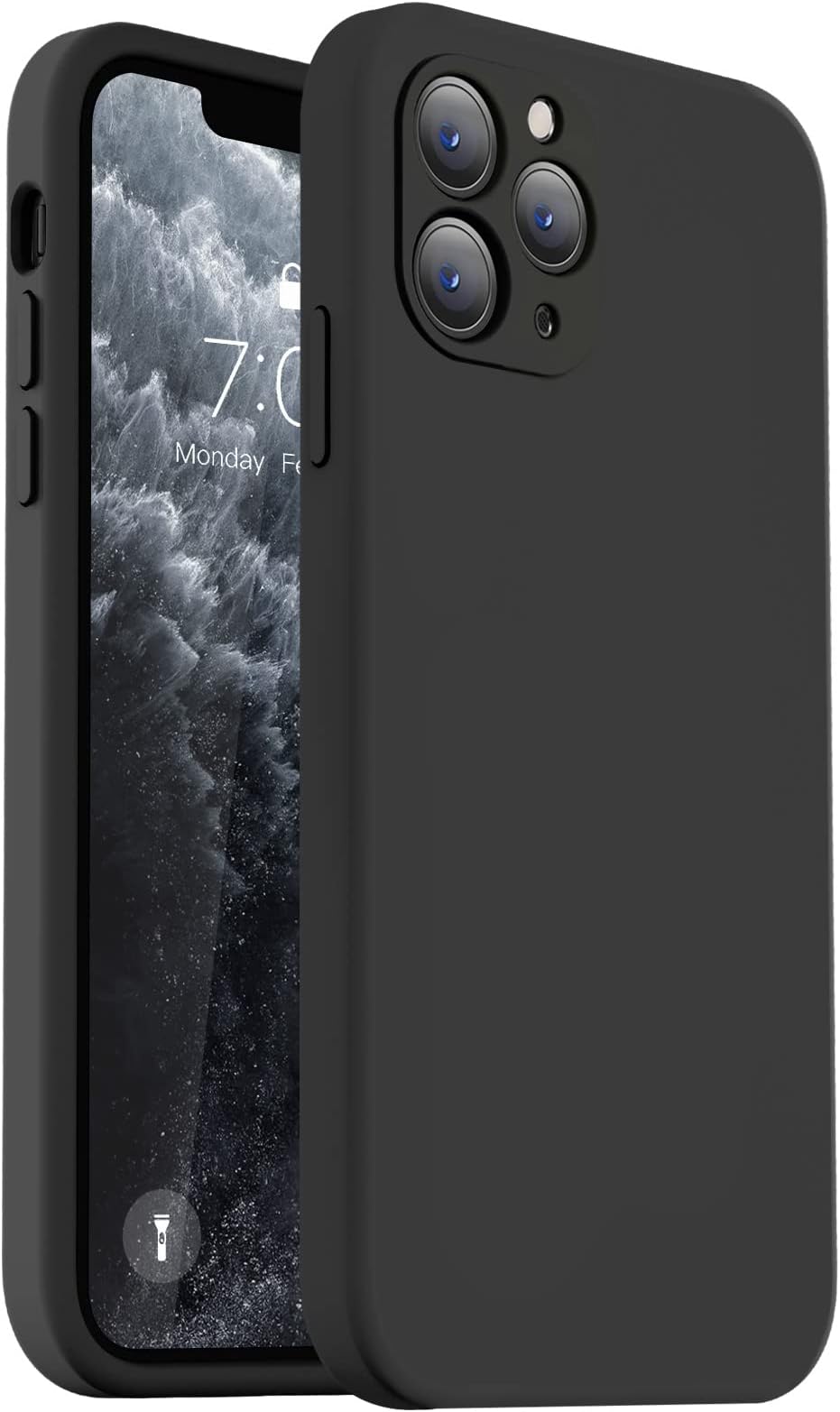 Compatible with iPhone 11 Pro Case, Upgraded Liquid Silicone with [Flat Edges] [Camera Protection] [Soft Anti-Scratch Microfiber Lining] Phone Case for iPhone 11 Pro 5.8 inch - Black