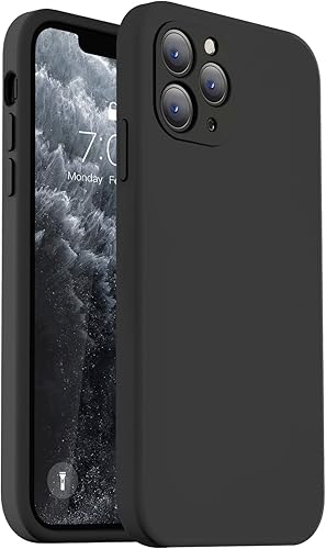 Vooii Funda compatible con iPhone 11 Pro, silicona líquida mejorada con bordes planos, protección de cámara, forro de microfibra antiarañazos suave,