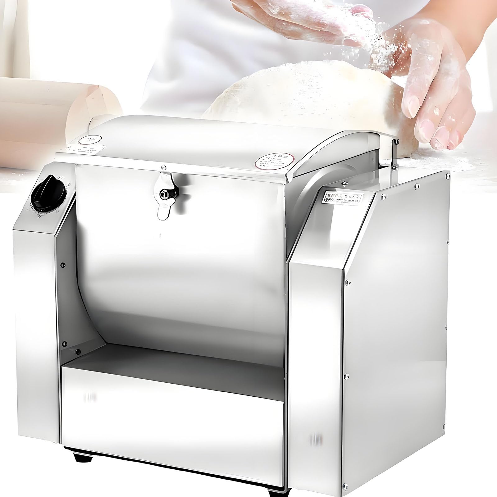 Drmoxin Stainless Steel Flour-Mixing Machine,Electric Dough Kneading Machine with 90° Tilt,Commercial Dough Mixer,1100W/1500W Dough Mixer, 3/5/8/10KG Kneading Capacity 3kg