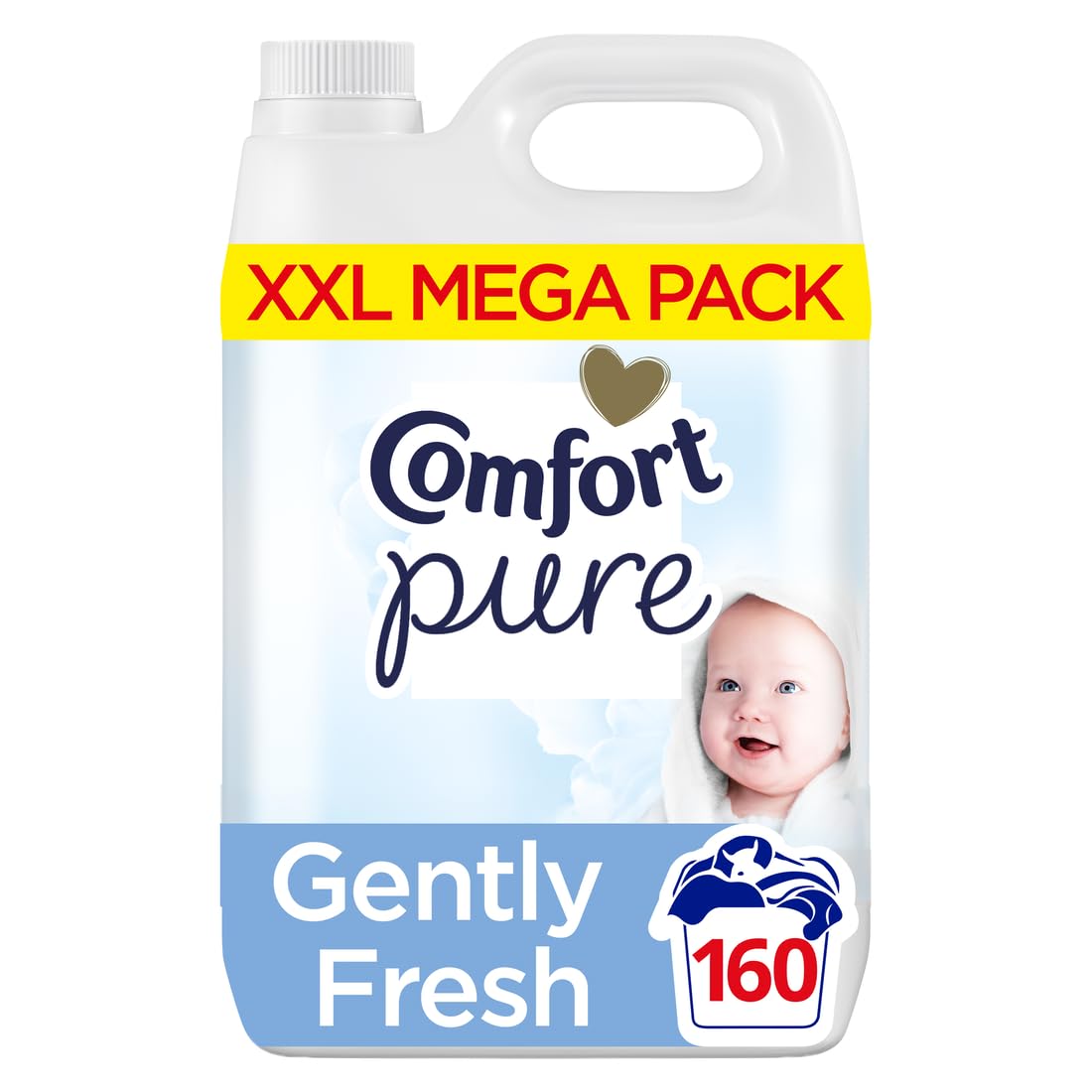 Comfort Pure Gently Fresh Liquid Fabric Conditioner 160 Washes (4.8 L) | Dermatologist-recommended, gentle next to sensitive skin, effective in short & cold cycles
