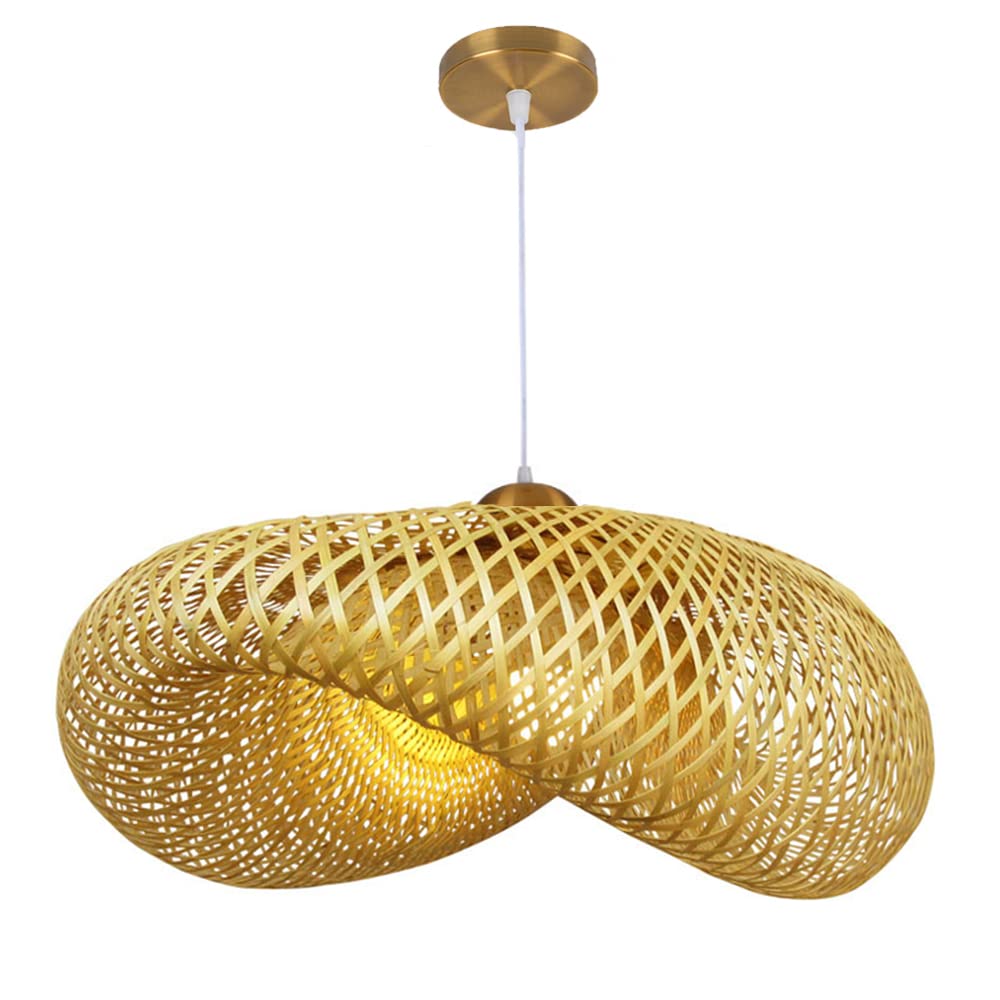 Lampe Vintage Pendentif Main Naturelle Lampe Suspendue En Bambou Nostalgique E27 Lampes Suspendues Réglable Chambre Restaurants Lustre Séjour Salle À Manger Café Bar Lampes Suspendues,60cm