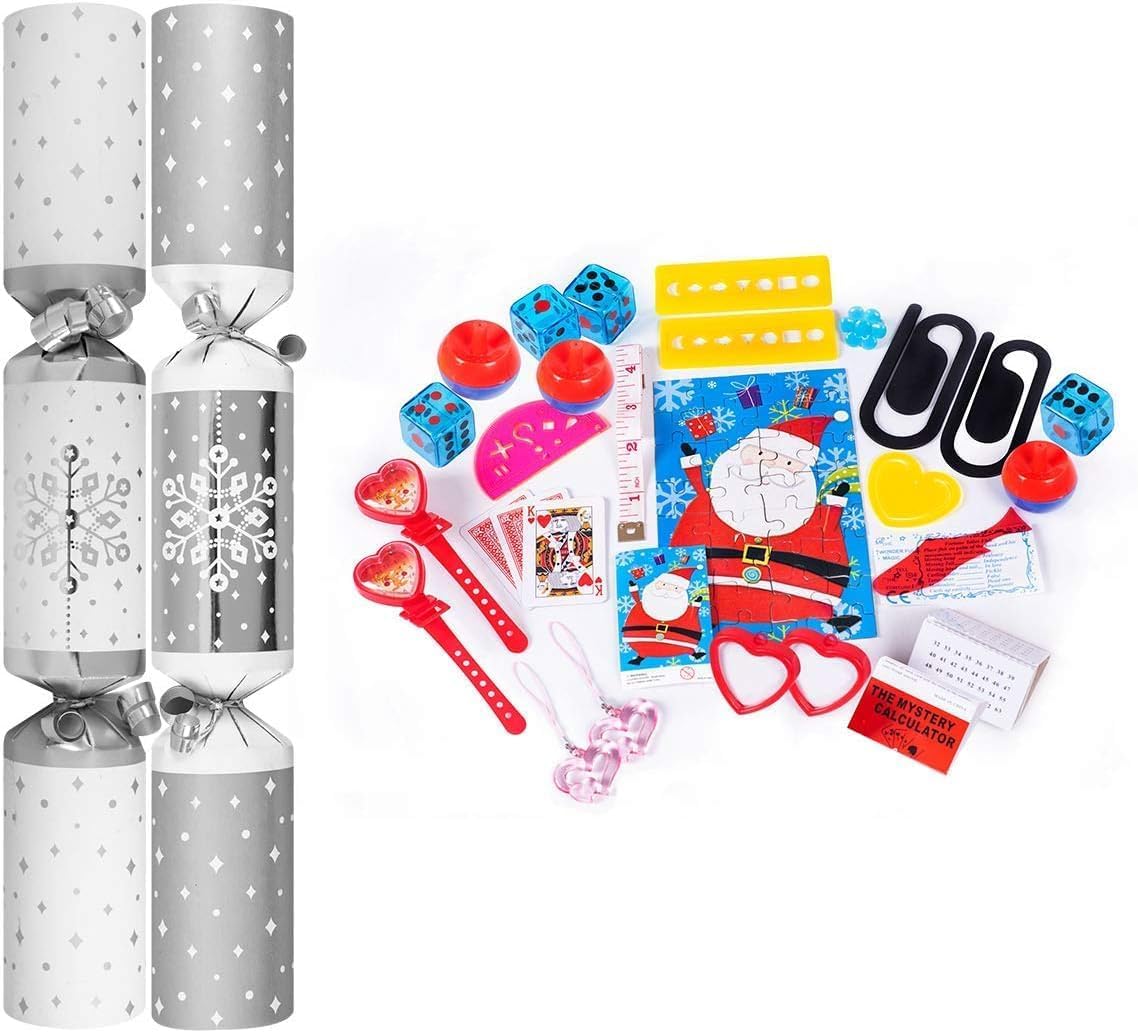RSW 50 Silver Snowflake Christmas Crackers 11" New Year Party Bulk Xmas shiny