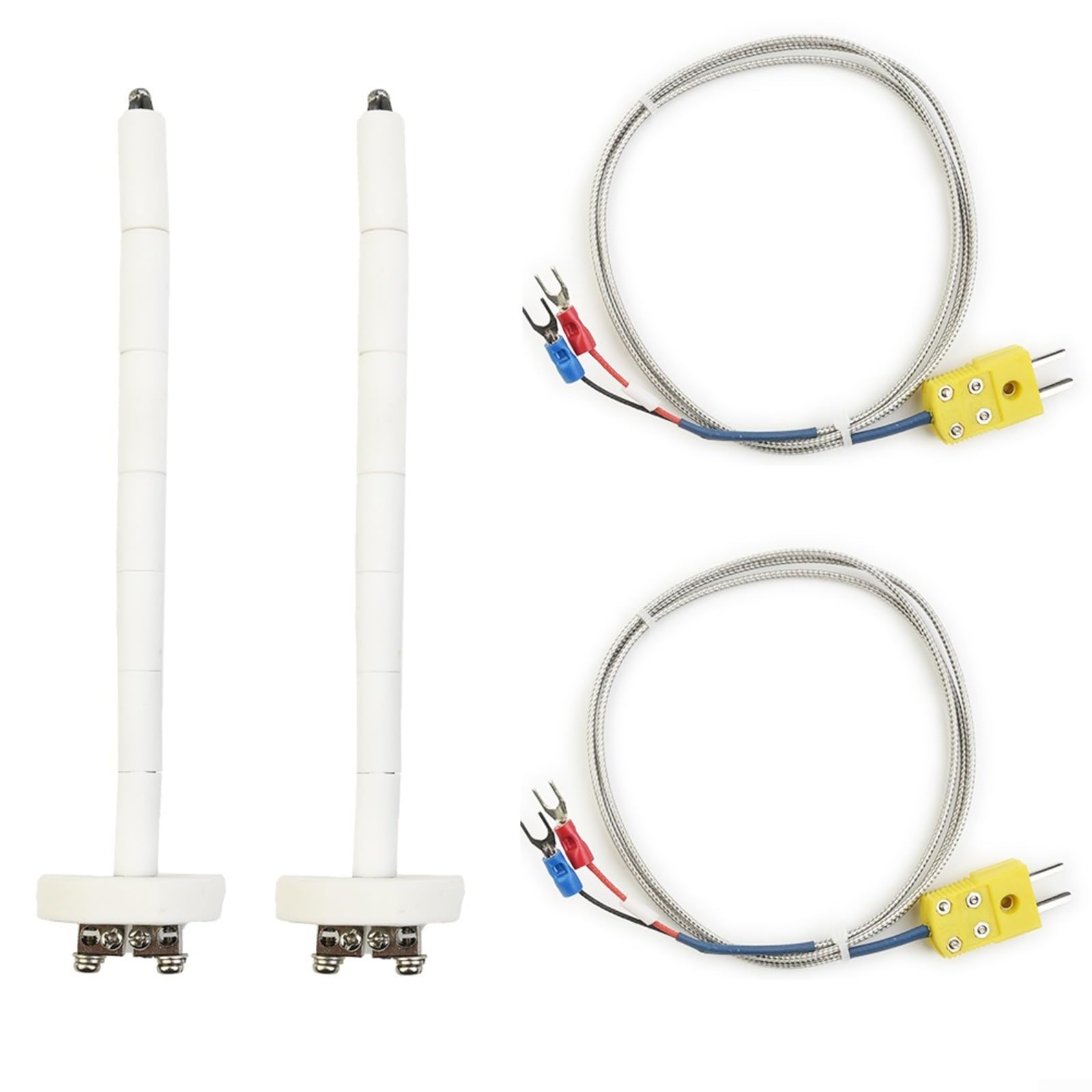 Termopar tipo K hasta 1300 °C con sonda cerámica para control exacto en hornos, juego de 2
