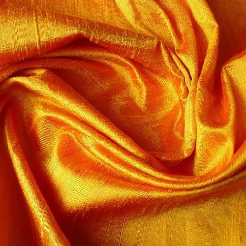 42" Wide Saffron Silk - 100 Percent Pure Silk Dupioni Fabric By the Yard