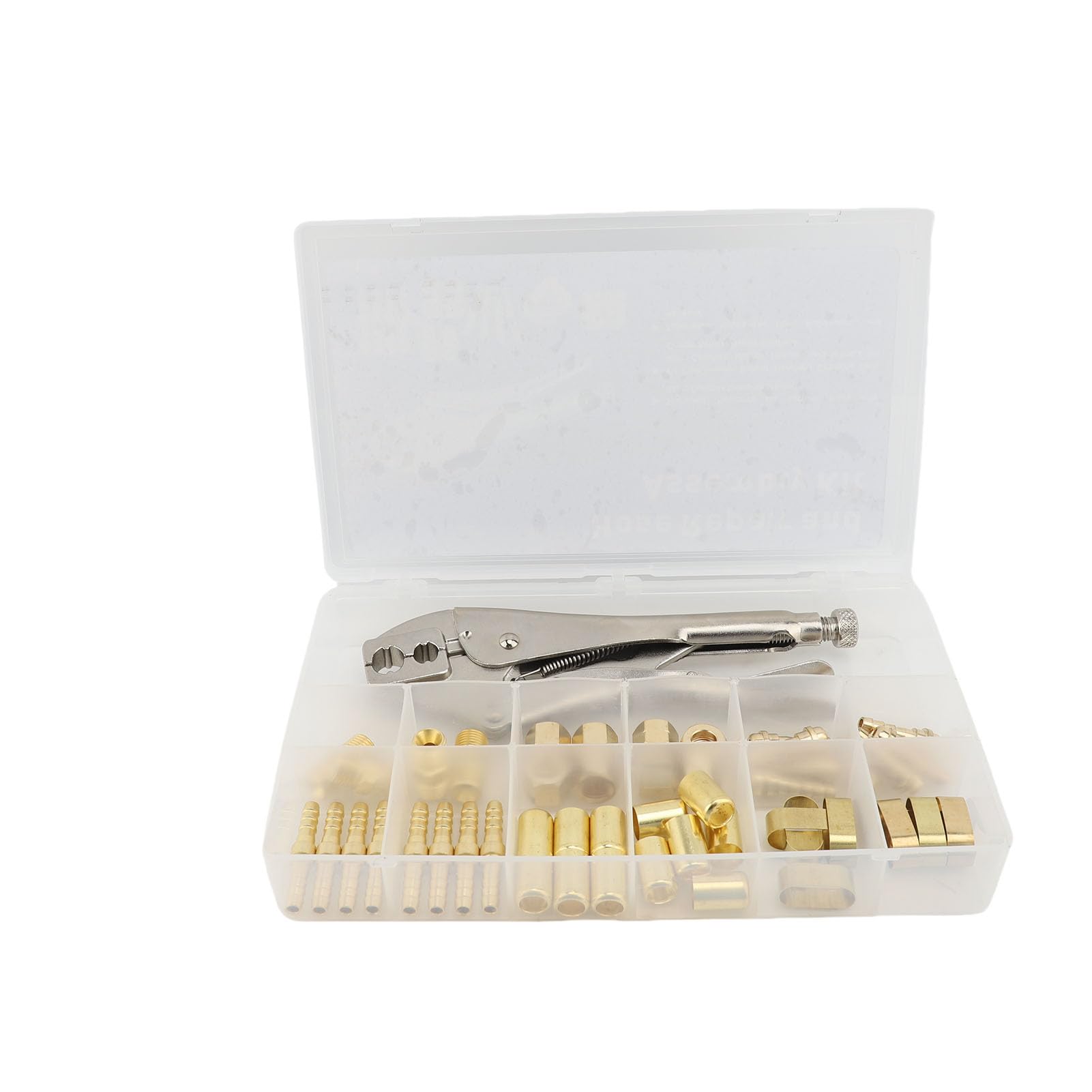 Generic Kit de Montaje de Reparación de Mangueras de 49 Piezas, Accesorios de Latón con Engarzadora para Reparación de Tuberías de Aire de ID de 3/16-1/4 Pulgadas, Kit de Mantenimiento Portátil para