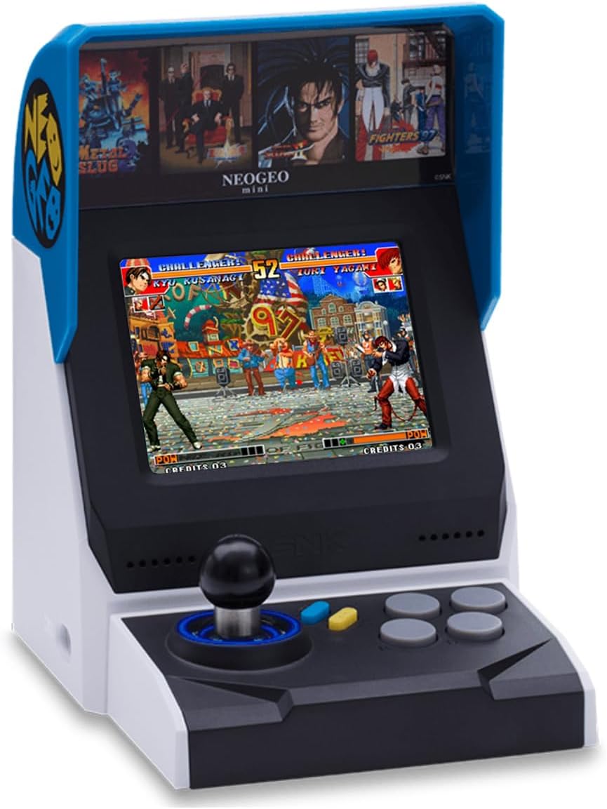 UNICO NEOGEO Mini Arcade International Version, 40 Pre-Loaded Classic SNK Game:The KING OF THE FIGHTING / METAL SLUG and More, Built-in Clearly 3.5”LCD Screen, HDMI and 2 Gamepad Port