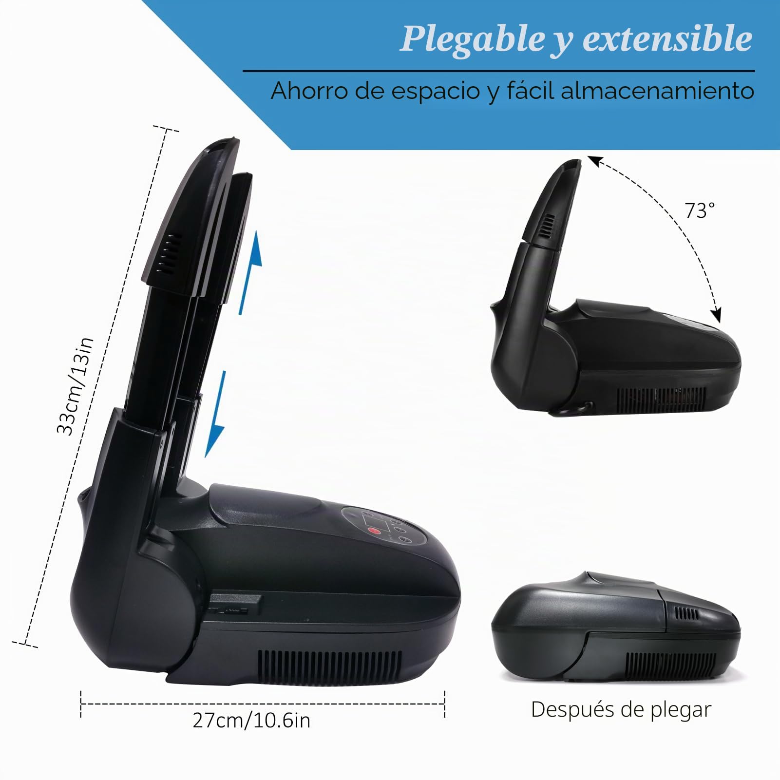 Secador eléctrico de zapatos y desodorante de ozono | Esterilizador secador de zapatos y botas con controles digitales y función de temporizador (modelo G-S6629B) (negro)