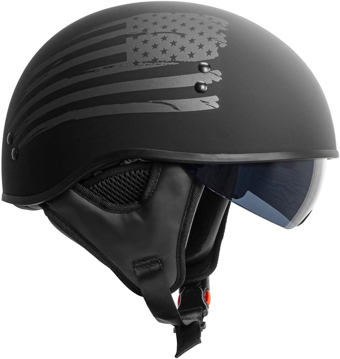 T59/ Sundowner Motorcycle Half Helmet with Magnetic Buckle DOT Approved