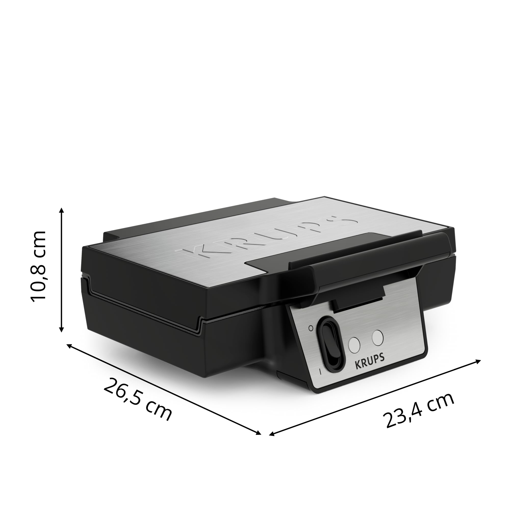 Krups FDK FDK261 - Gofrera Iconic 850 W - Placas antiadherentes de cerámica - Diseño icónico - Almacenamiento vertical - Fácil de usar - Negro/Acero inoxidable