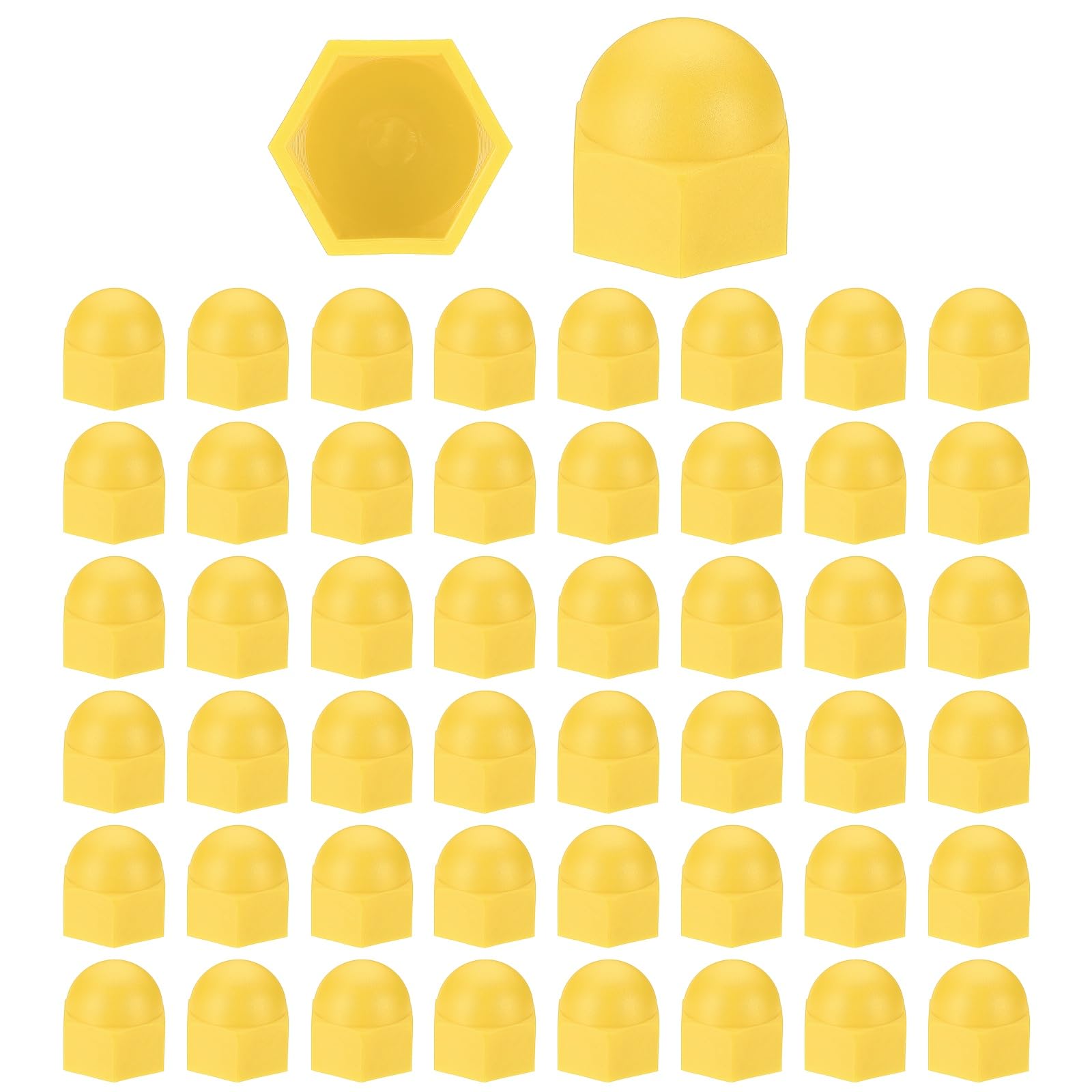 PATIKIL 50 Pcs Hex Nut Cover, M18x27x32mm Nylon Screws Bolt Covers Caps Dome Acorn Hex Head Bolt Protection Cap for Screws Nut, Yellow