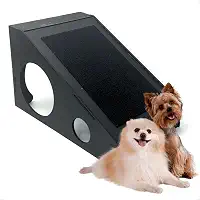 Rampa Arranhador Elevada Para Pet Cães e Gatos Em Mdf Preto Com Carpete Antiderrapante