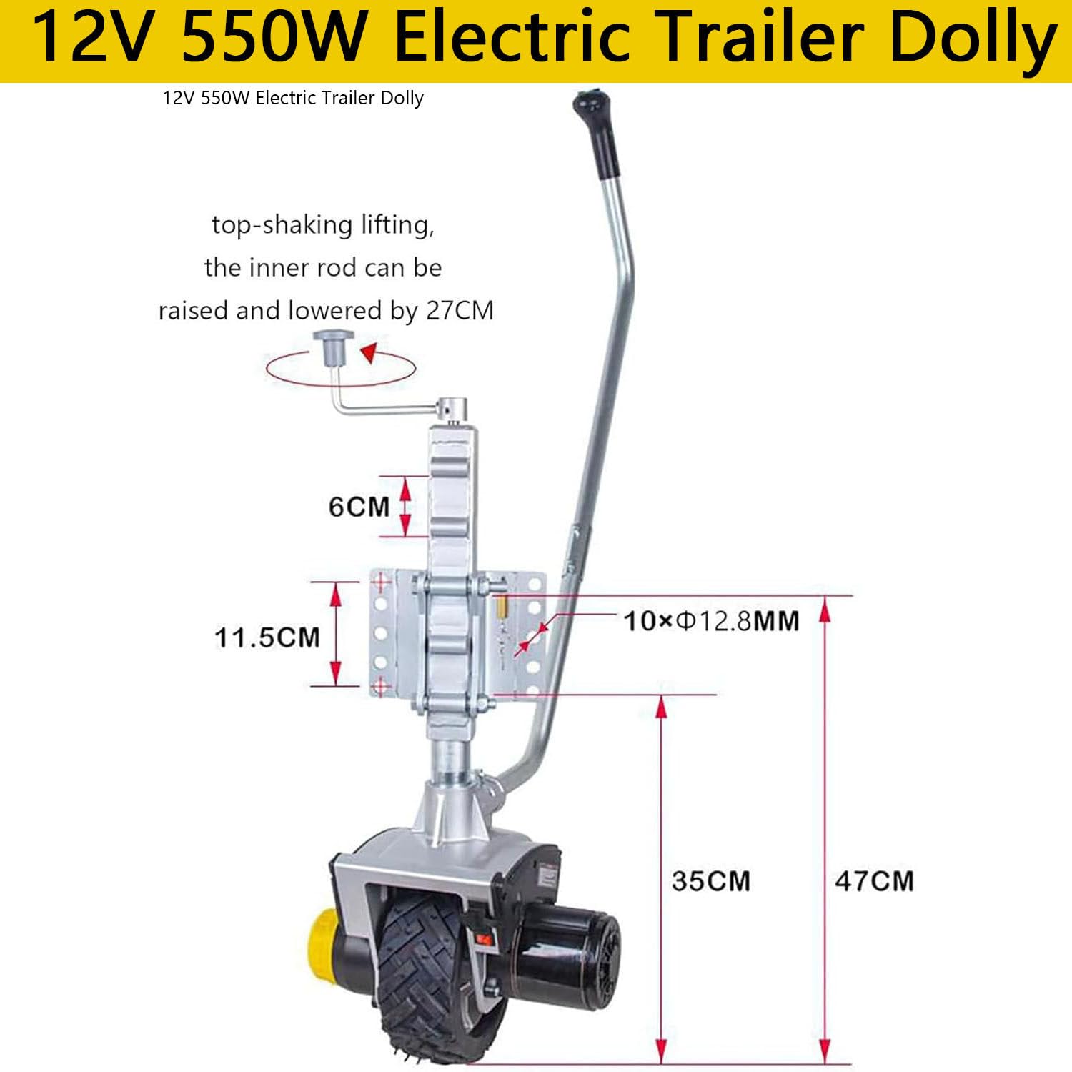 Ruote Jockey-Motorizzate, Carrello Rimorchio Elettrico | Forza di trazione 2722 kg, Spostamento Del Rimorchio, Cric Di Rimorchio 12V/550W, Barca Di Rimorchio Di Manovra Del Trasloco