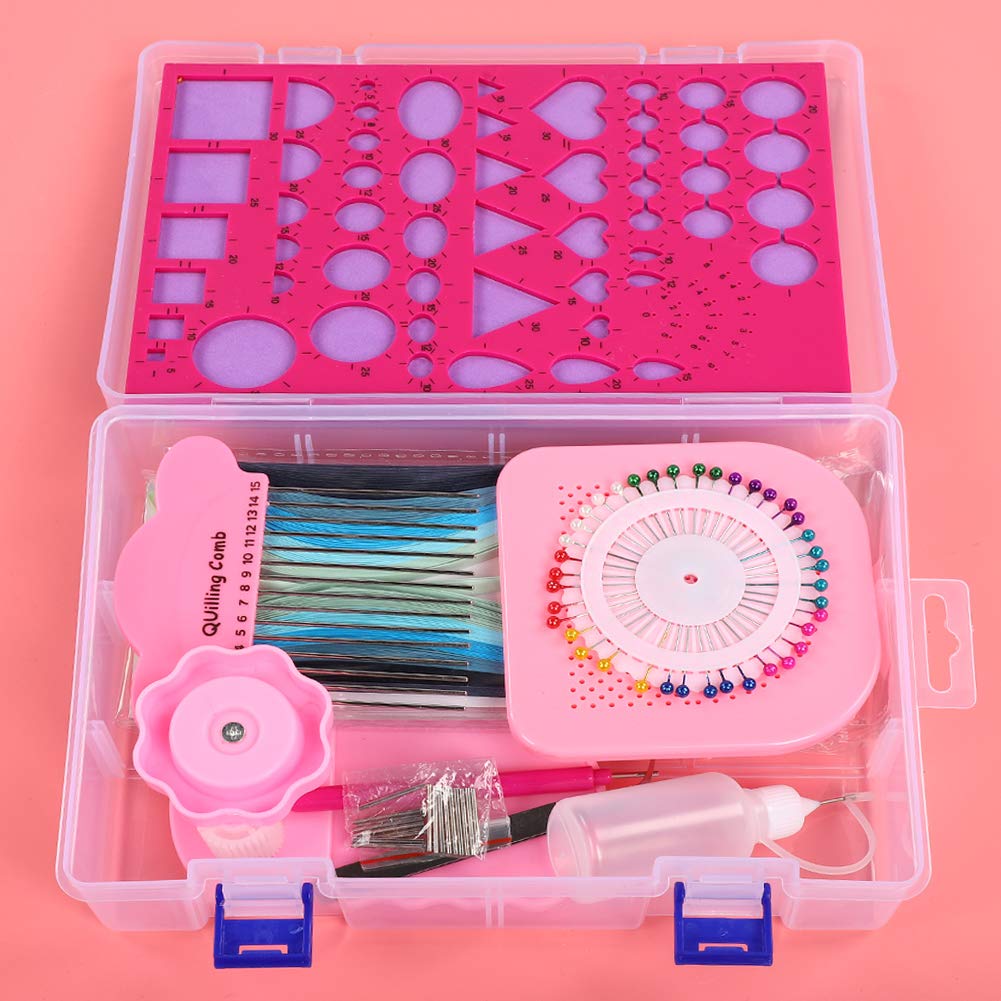Fdit Kit de Quilling avec Papier et Outils, Ensemble Complet de Quilling Craft Comprend 5 Couleurs de Modèle de Papier, Aiguilles à Stylo et Peigne pour L'Art du DIY Éducatif