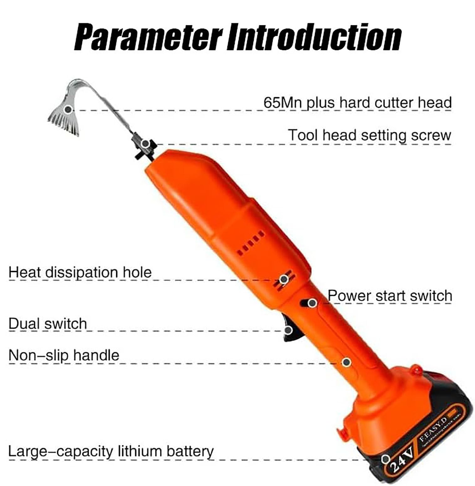 Cultivator Hoe, Manejo De Cava Eléctrica, Herramienta De Jardín Cultivador con Batería De Litio Recargable Y Poste Telescópico, Herramientas De Jardinería Y Rastrillo, para Aflojar El Suelo