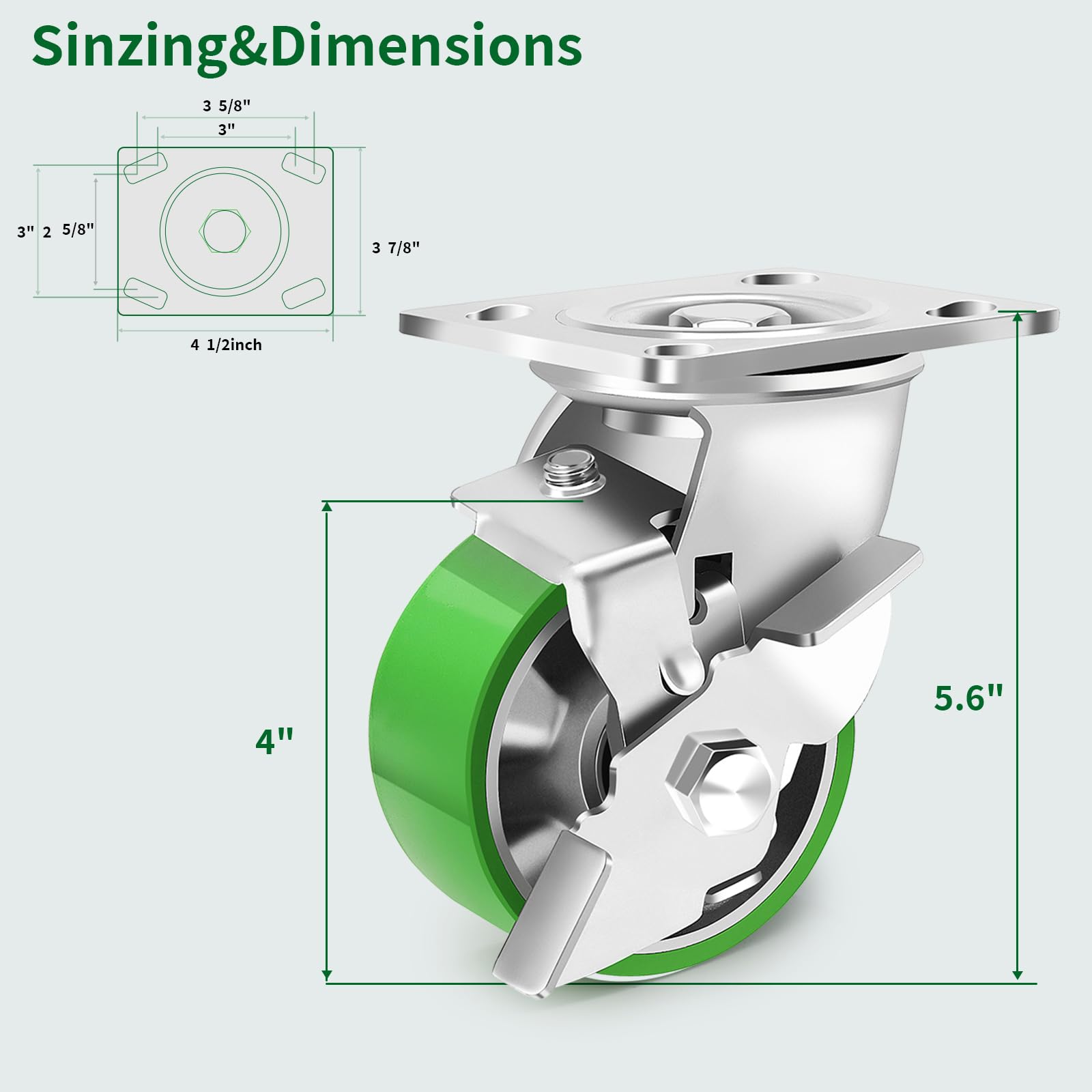Heavy Duty Industrial Casters - 3600 LBS Capacity -2