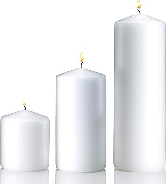 Vanilla Pillar Candles Set of 3 - Dripless Unscented - 3x3, 3x6 & 3x9 Decorative Candles for Home Decor & Table Centerpieces, PARNOO