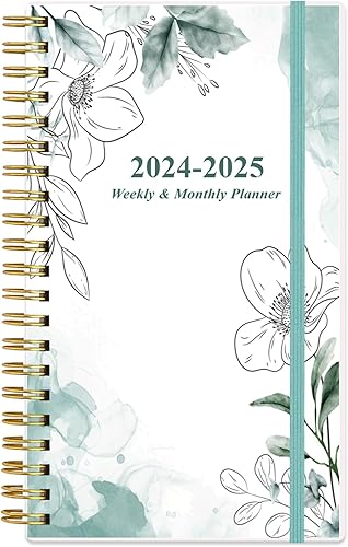 Agenda de bolsillocalendario 2024  Agenda semanal mensual A6, enero 2024 a diciembre 2024, 3.75 x 6.75 pulgadas con cubierta flexible, pestañas,