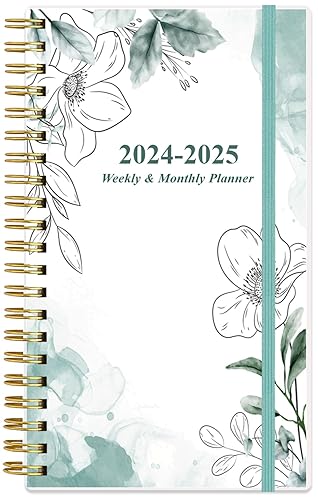 2024-2025 Pocket Planner/Calendar - A6 Weekly Monthly Planner, July 2024 - June 2025, 3.75" x 6.75" with Flexible Cover, Tabs, Strong Twin-Wire Binding, Inner Pocket,Teal