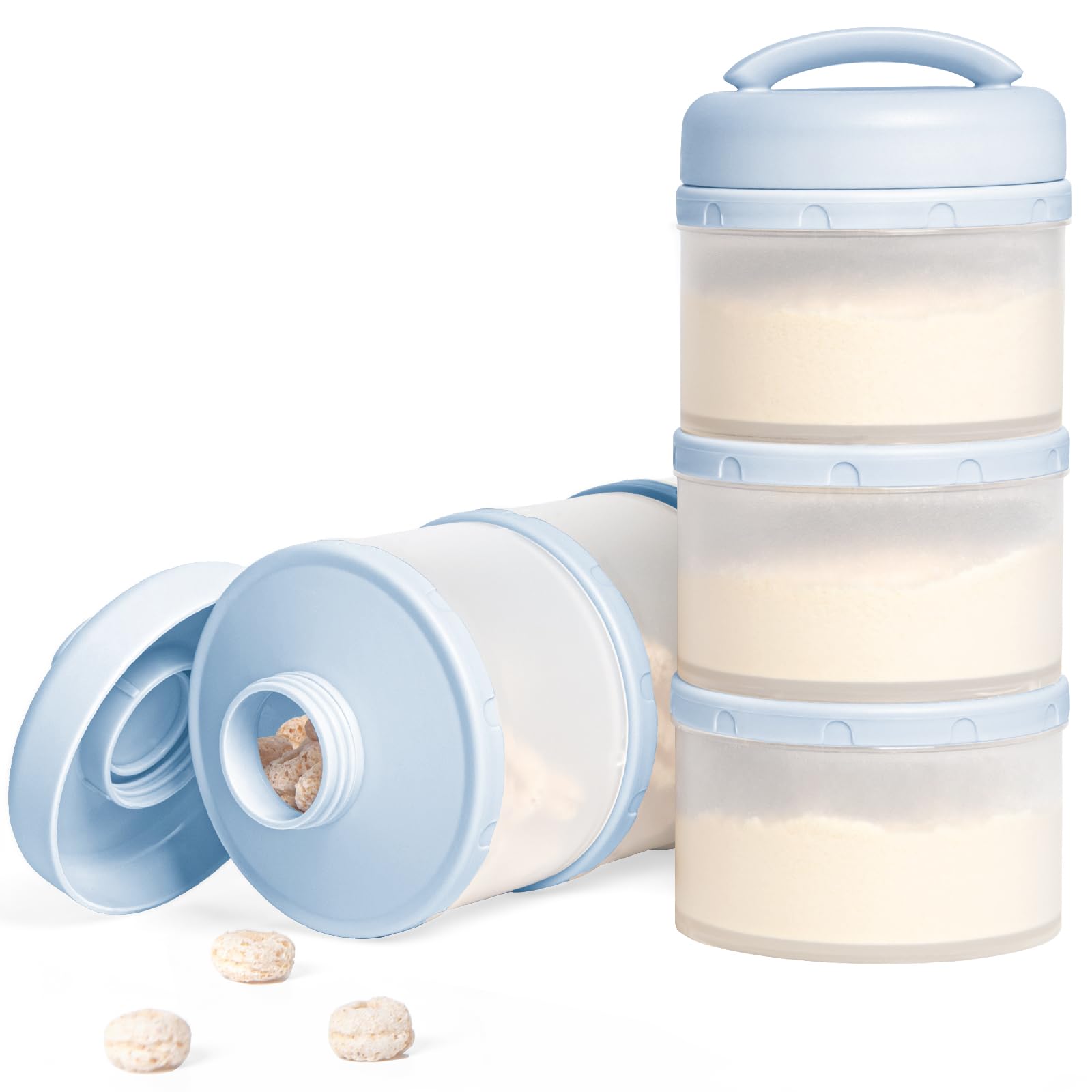Termichy Stackable Formula Dispenser Portable Milk Powder Container, 2 Pack, Blue