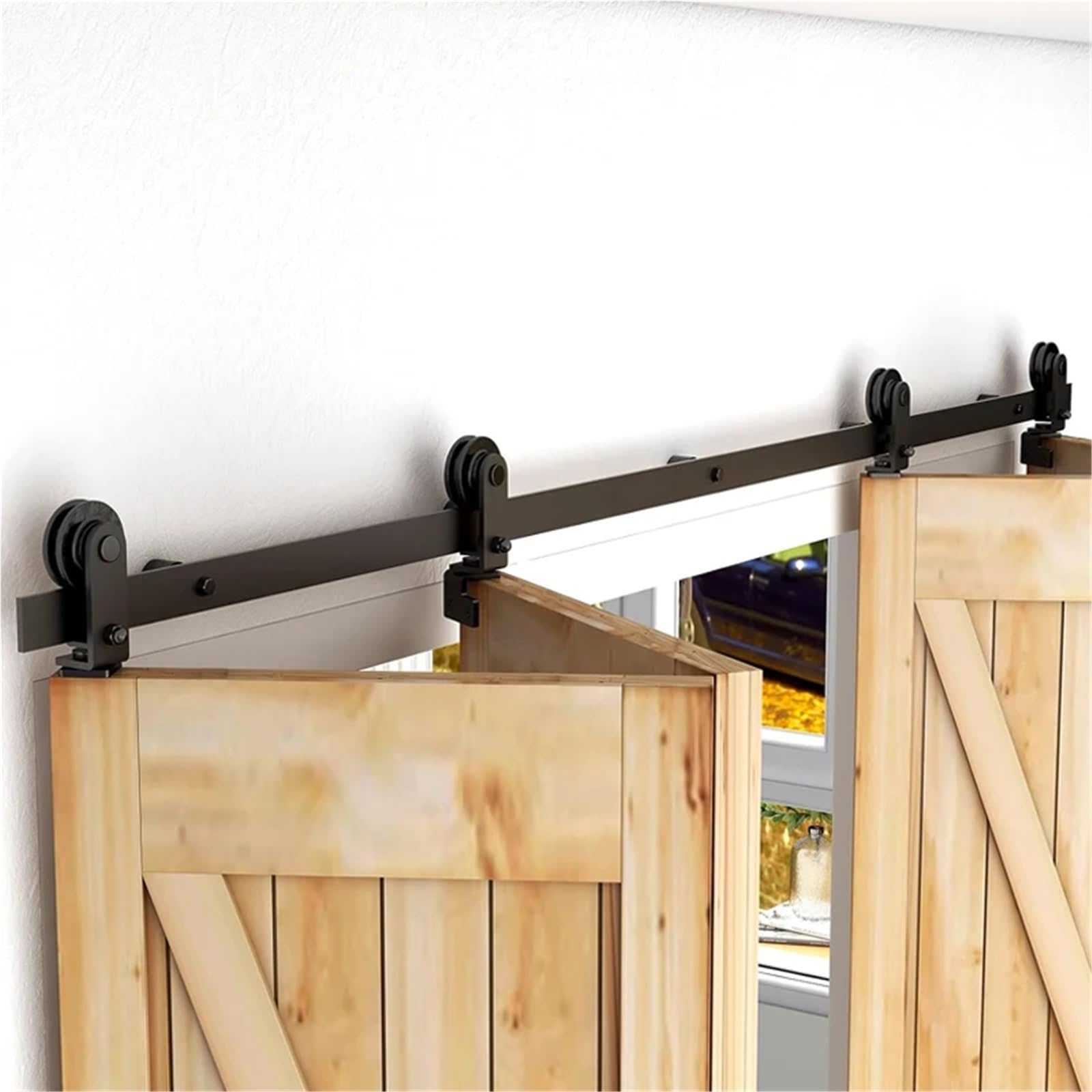 Zestaw okuć do drzwi przesuwnych składanych 3,3-8 stóp, wytrzymały, do 4 drzwi(6.6FT Rail Kit)