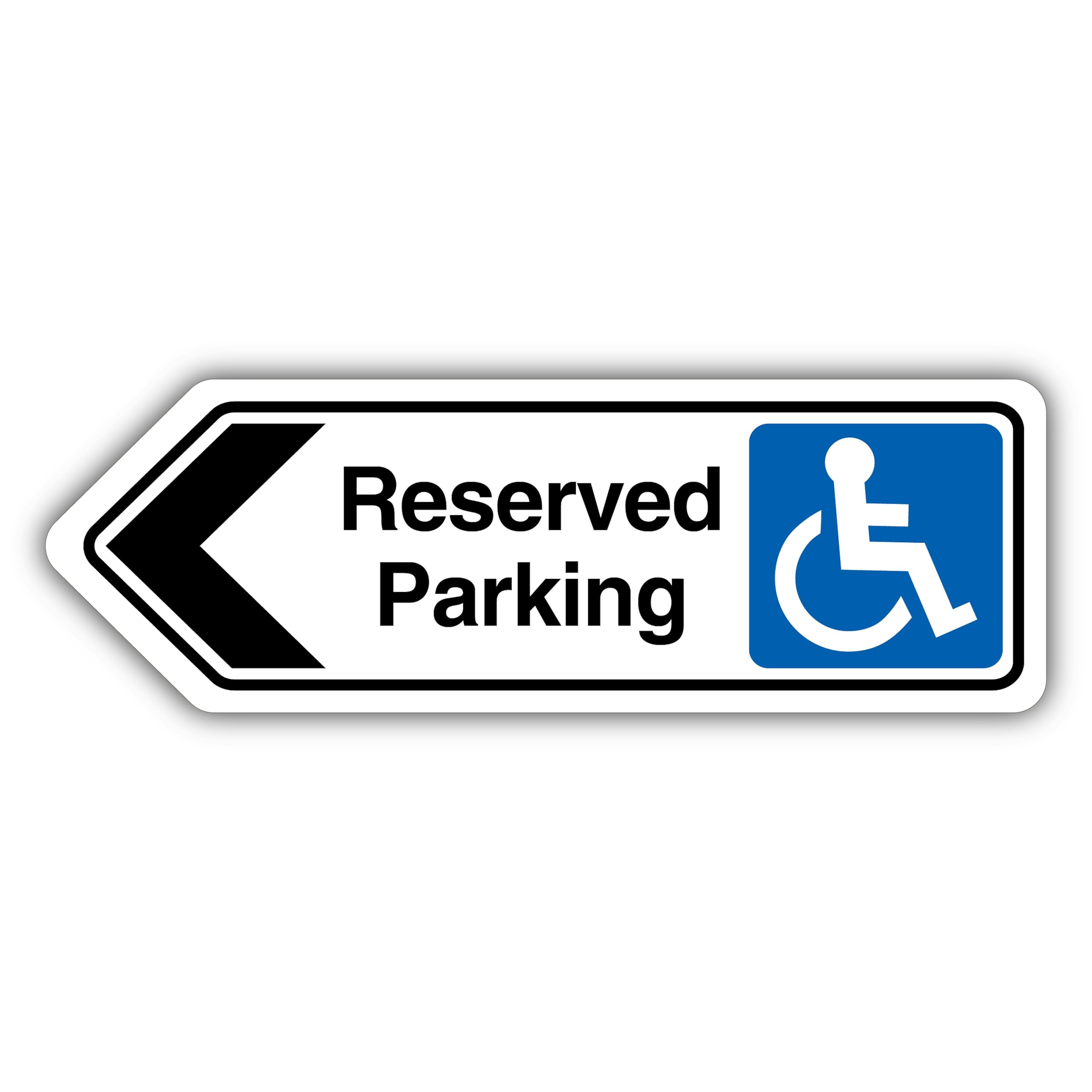 V Safety Reserved Parking Arrow Left - Shaped Sign 300 x 100 mm - 1mm Rigid Plastic